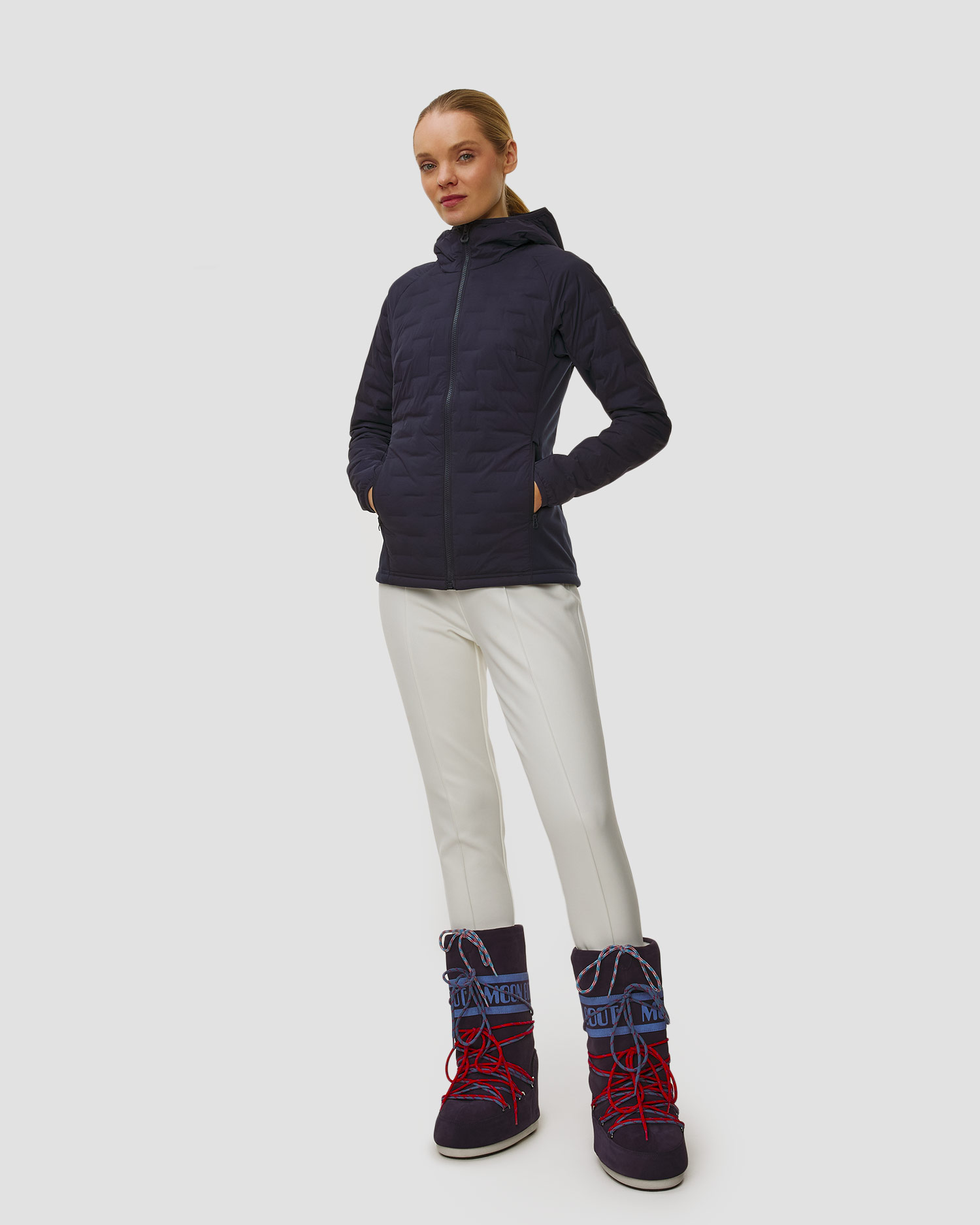 Veste hybride bleu marine pour femmes Helly Hansen Hp Hybrid Stretch Hooded Ins