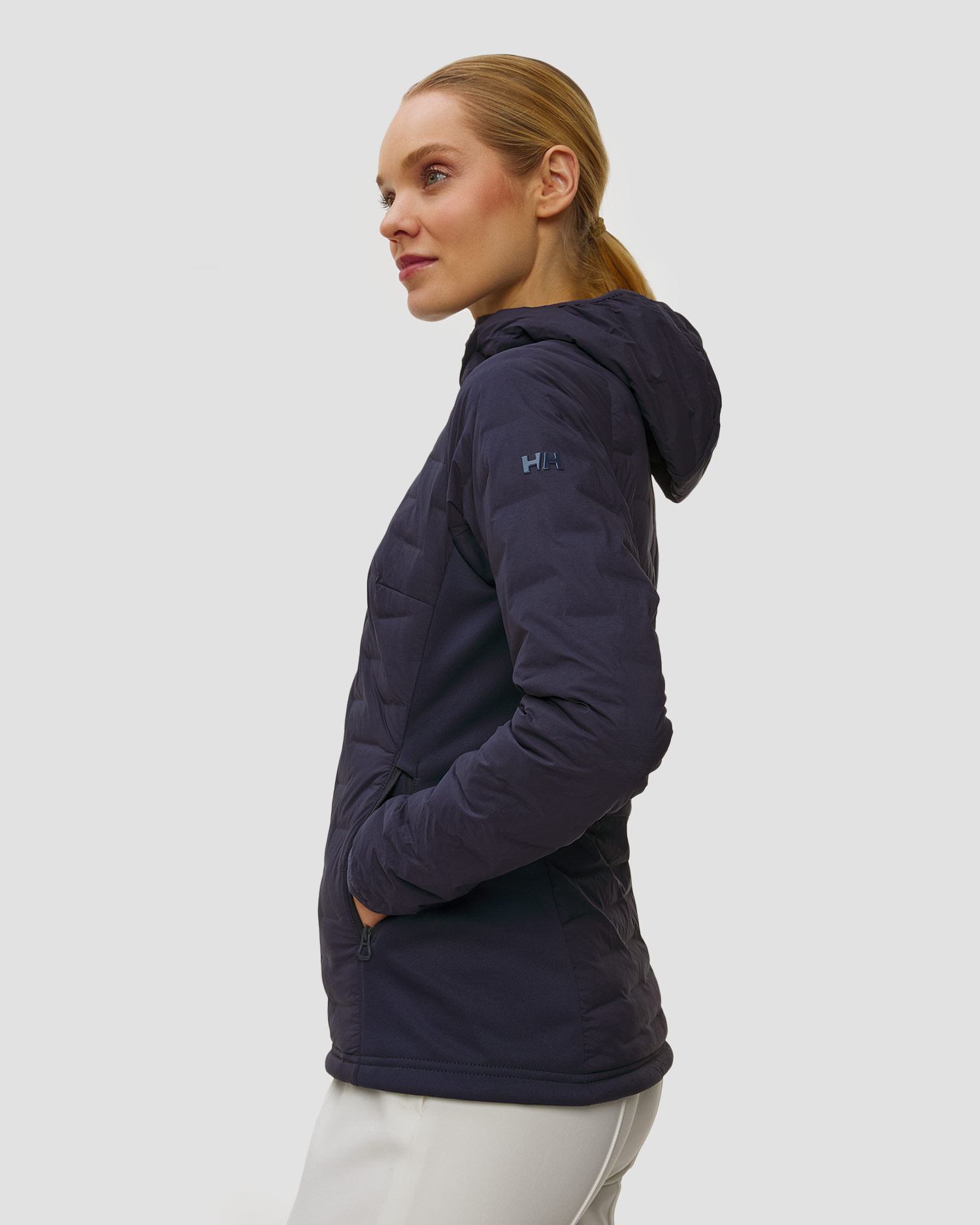 Veste hybride bleu marine pour femmes Helly Hansen Hp Hybrid Stretch Hooded Ins
