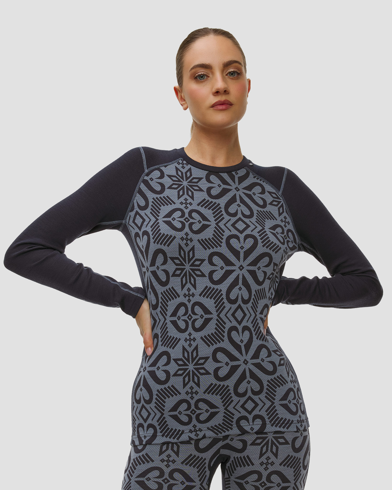 Tricou termic cu mânecă lungă pentru femei Helly Hansen W Lifa Merino Midweight Graphic Crew