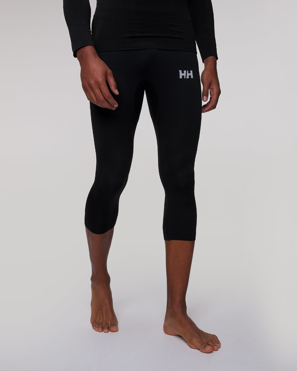 Leggings 3/4 thermoactifs noirs pour hommes Helly Hansen HH Lifa Seamless Racing Pant