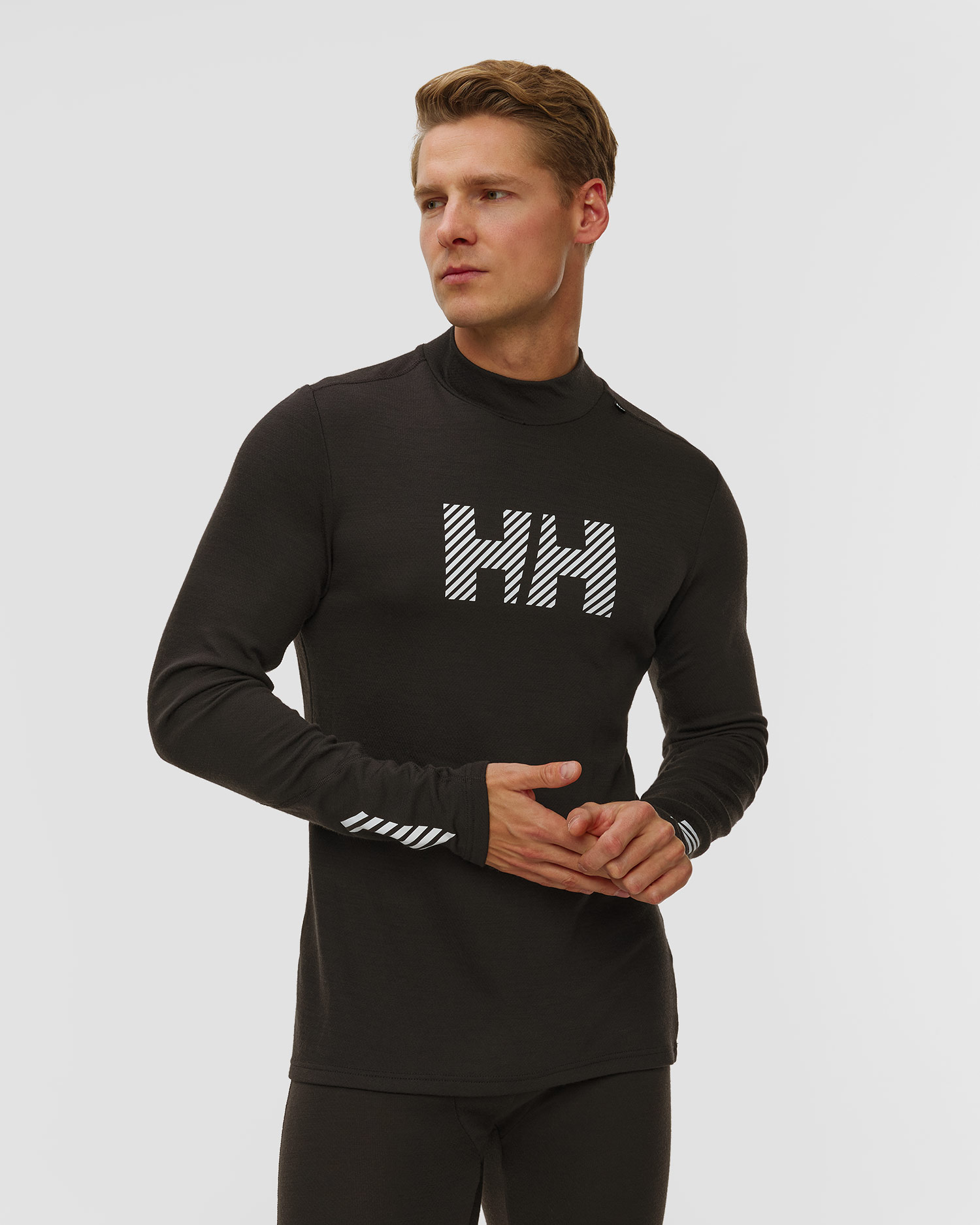 Pánské termotričko Helly Hansen Lifa Merino Midweight Logo v černé barvě