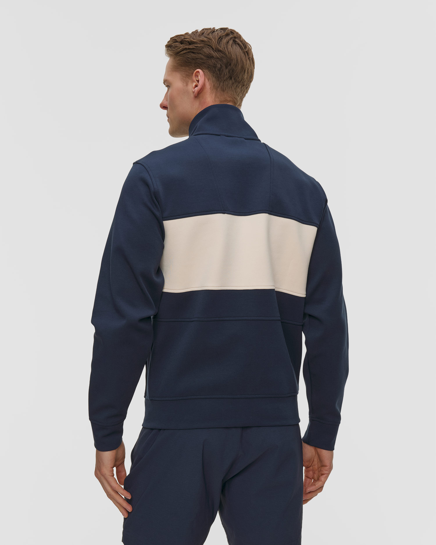 Pánská mikina se stojáčkem Helly Hansen Koster Sweat Jacket v tmavě modrém a béžovém barevném provedení