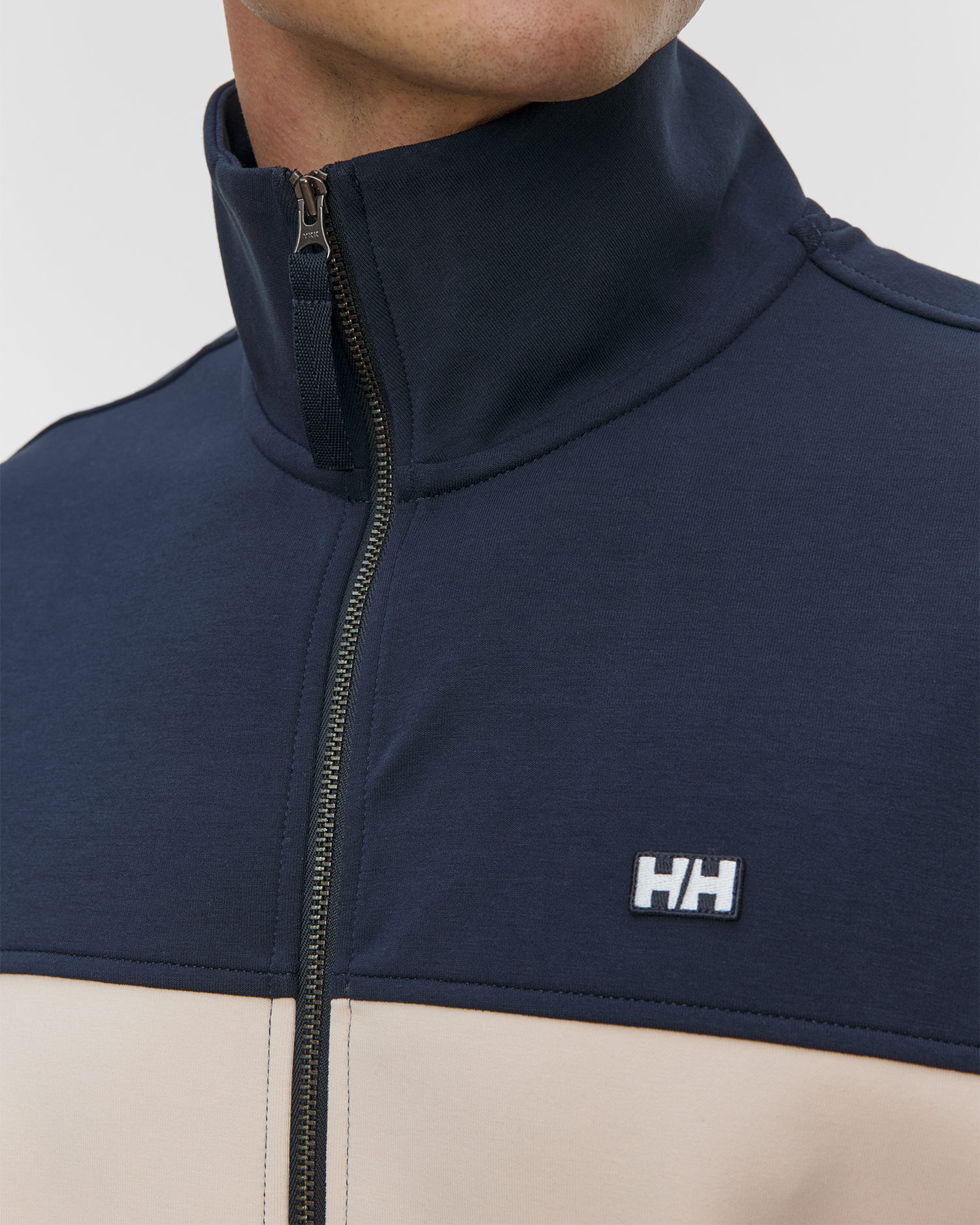 Pánská mikina se stojáčkem Helly Hansen Koster Sweat Jacket v tmavě modrém a béžovém barevném provedení
