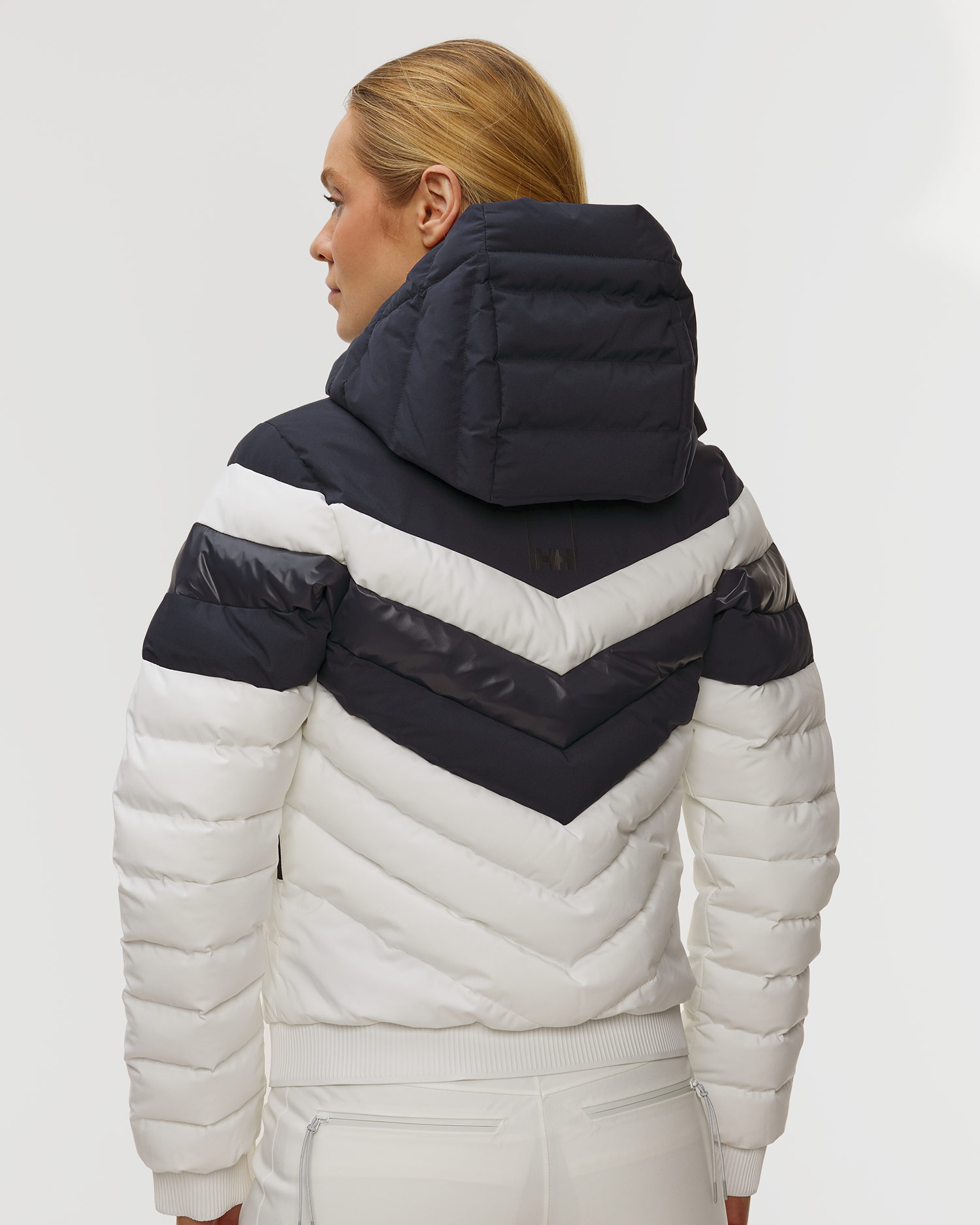 Geacă de schi pentru femei Helly Hansen W Imperial Short Puffy Jacket alb și bleumarin