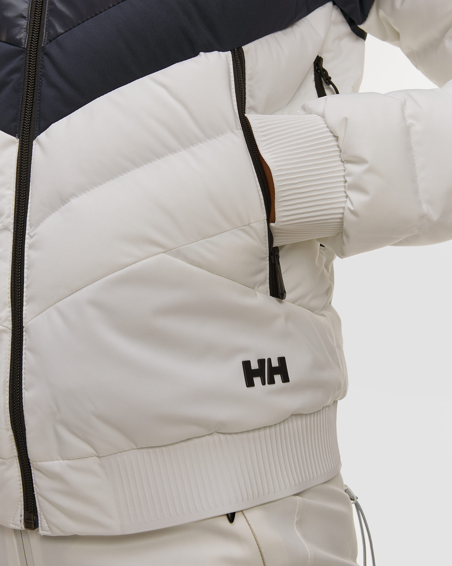 Geacă de schi pentru femei Helly Hansen W Imperial Short Puffy Jacket alb și bleumarin