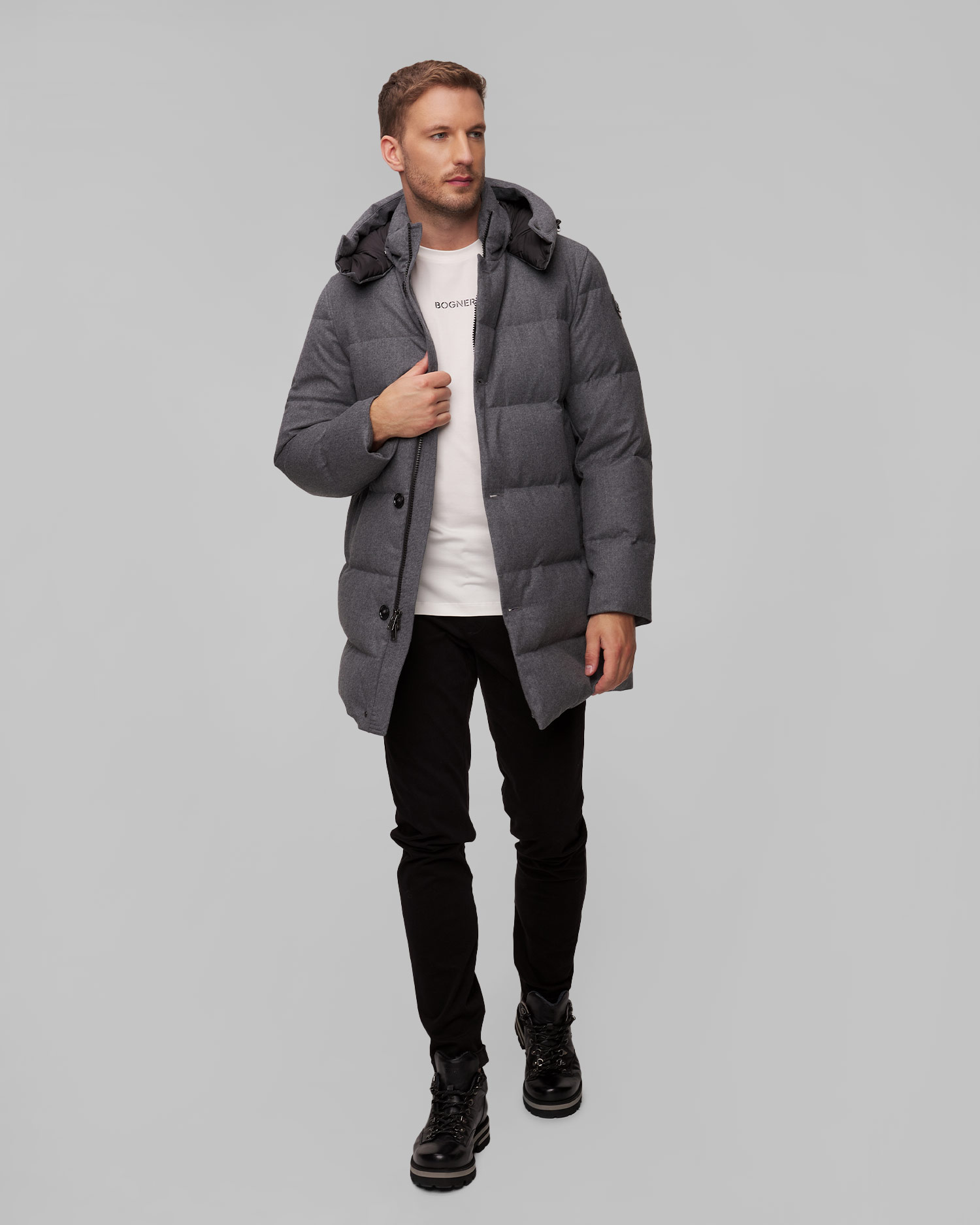 Woolrich Luxe Long Parka Wolljacke für Herren in Grau