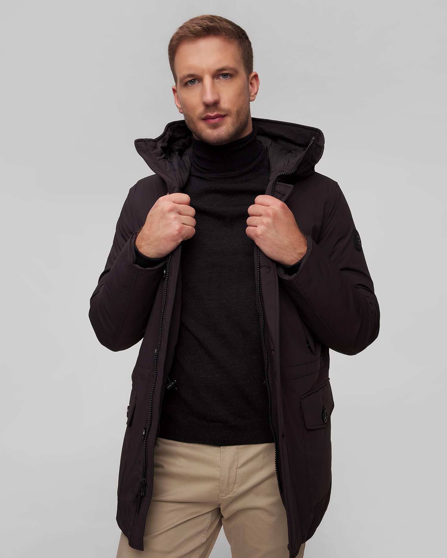 Czarna kurtka parka puchowa męska Woolrich Arctic Stretch Down Parka