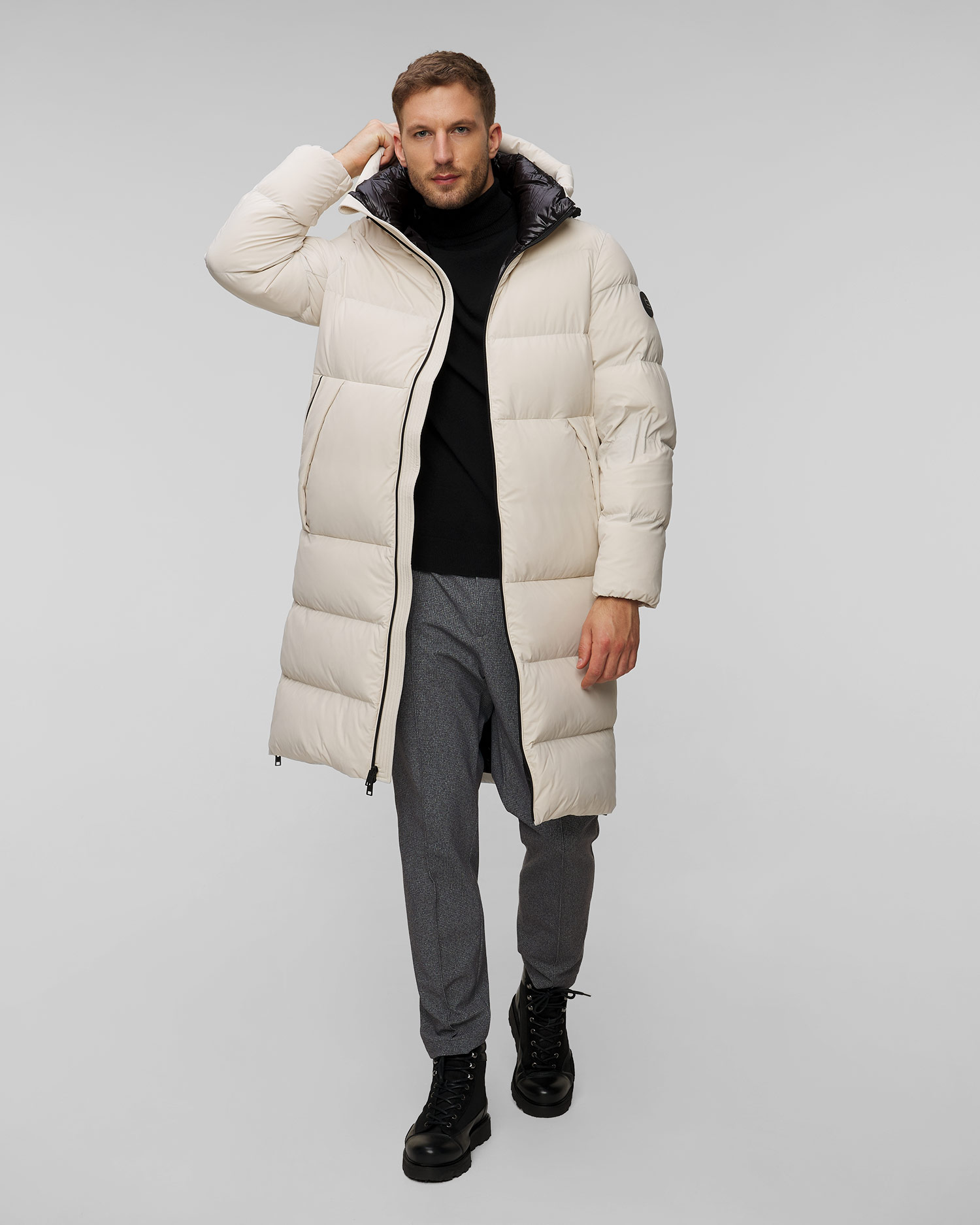 Pánska béžová páperová bunda Woolrich Sierra Supreme Down Parka