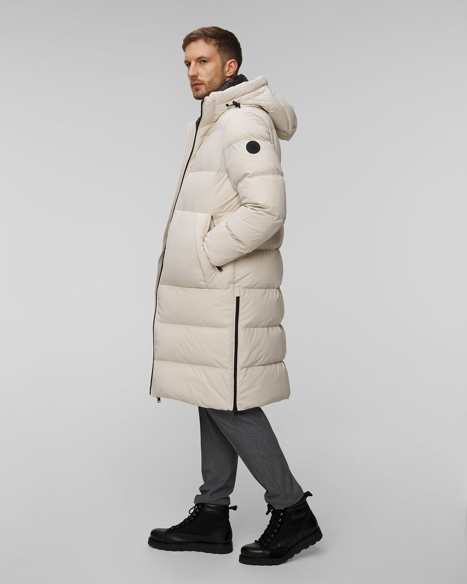 Pánska béžová páperová bunda Woolrich Sierra Supreme Down Parka