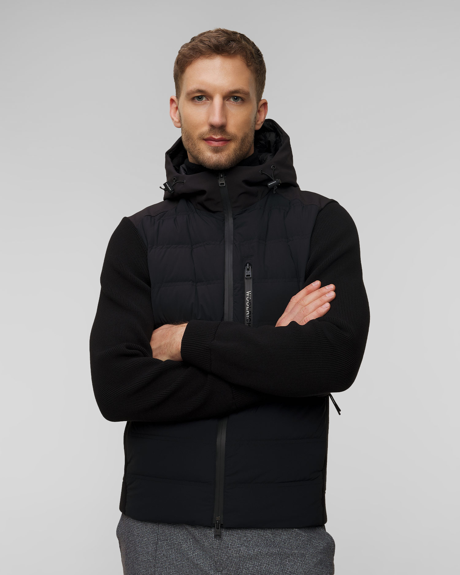Pánska čierna bunda Woolrich Bering Hybrid
