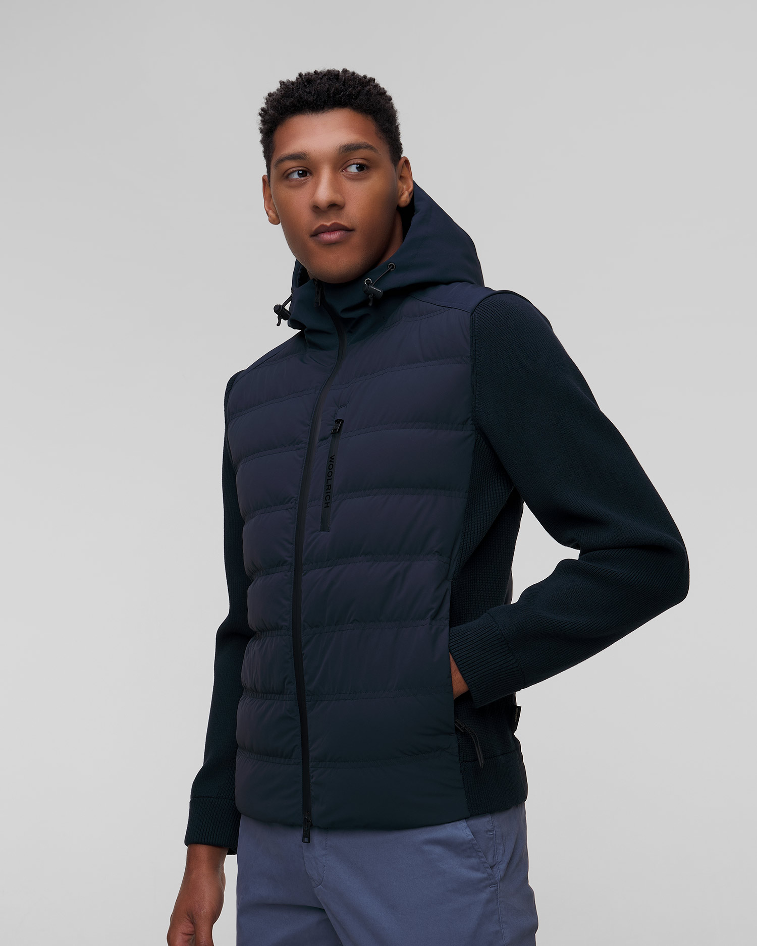 Veste hybride noire pour hommes Woolrich Bering Hybrid