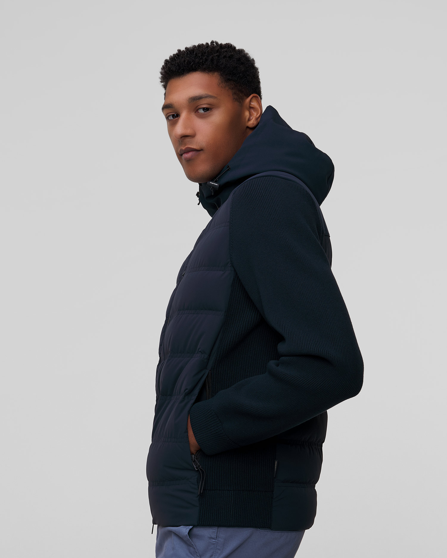 Pánska tmavomodrá bunda Woolrich Bering Hybrid