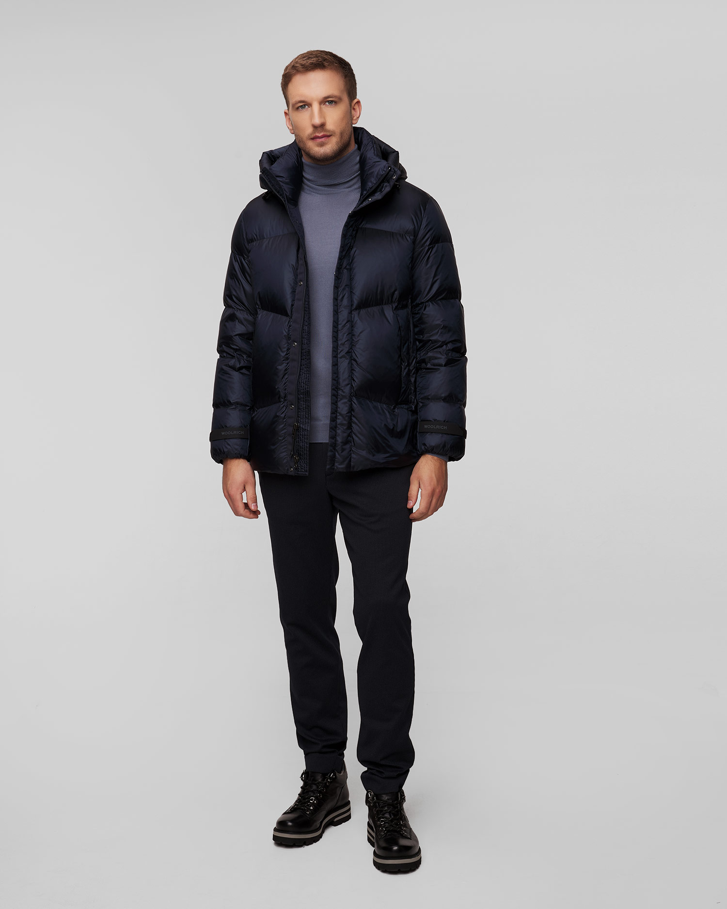 Granatowa kurtka puchowa męska Woolrich Pertex Puffer Jacket