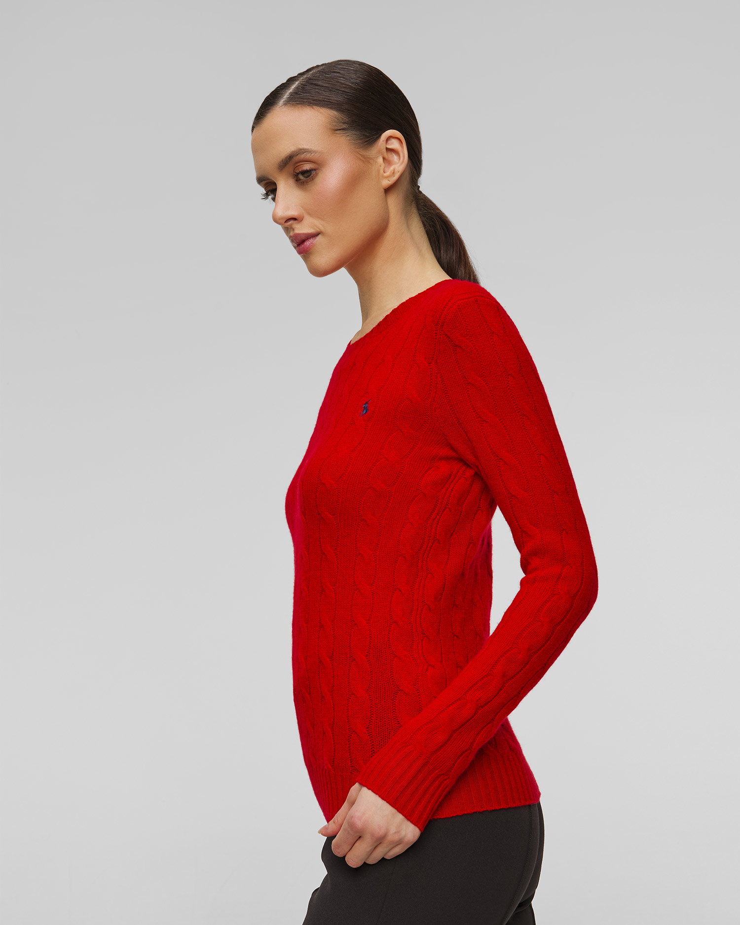 Czerwony sweter wełniany damski Polo Ralph Lauren