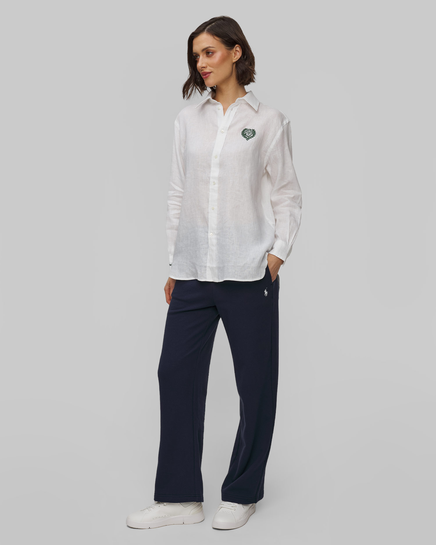 Chemise en lin blanche pour femmes Polo Ralph Lauren Wimbledon