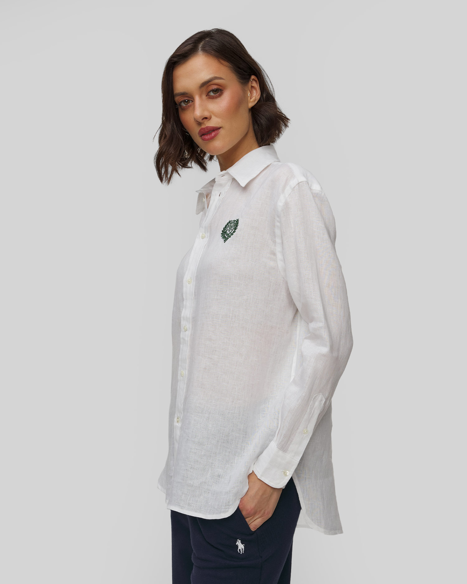 Chemise en lin blanche pour femmes Polo Ralph Lauren Wimbledon