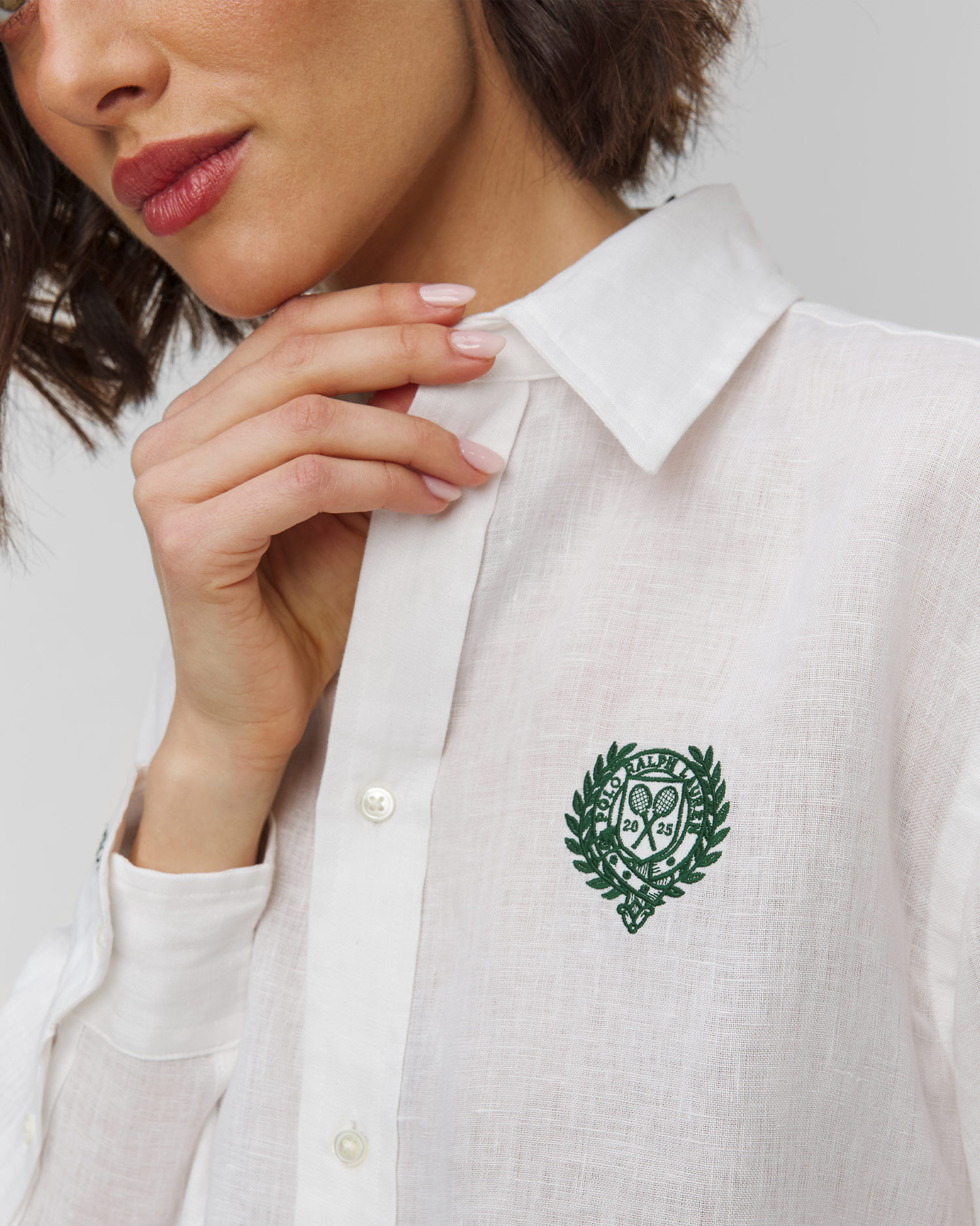 Chemise en lin blanche pour femmes Polo Ralph Lauren Wimbledon