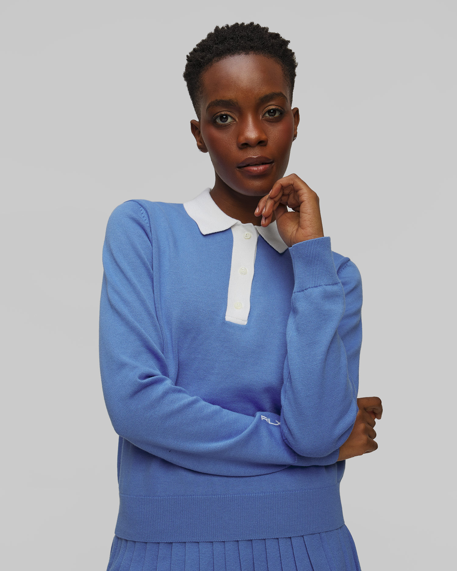 Ralph Lauren RLX Golf Strickpolo für Damen, Farbe/Muster: Niebieski