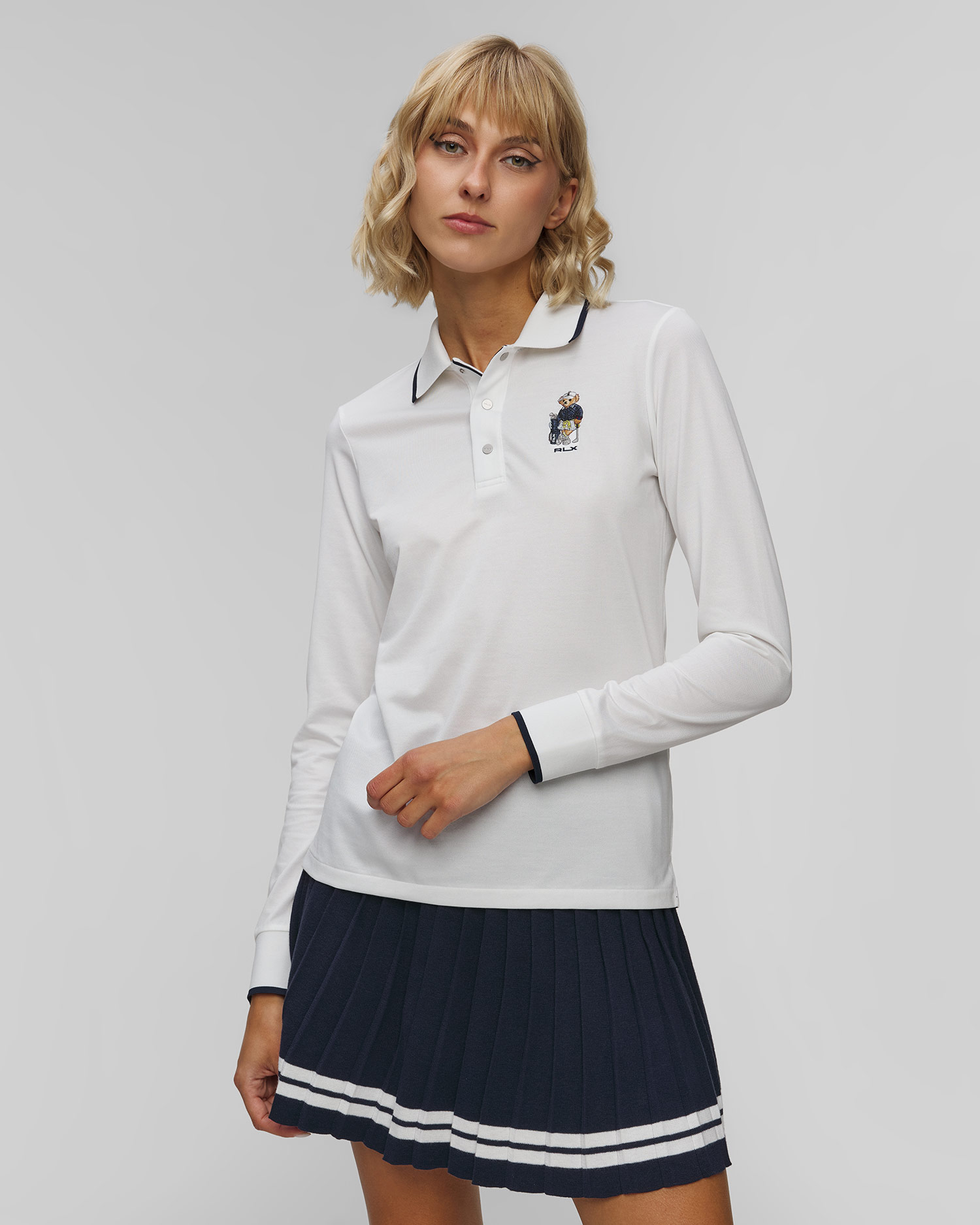 Białe polo z długim rękawem damskie RLX Ralph Lauren