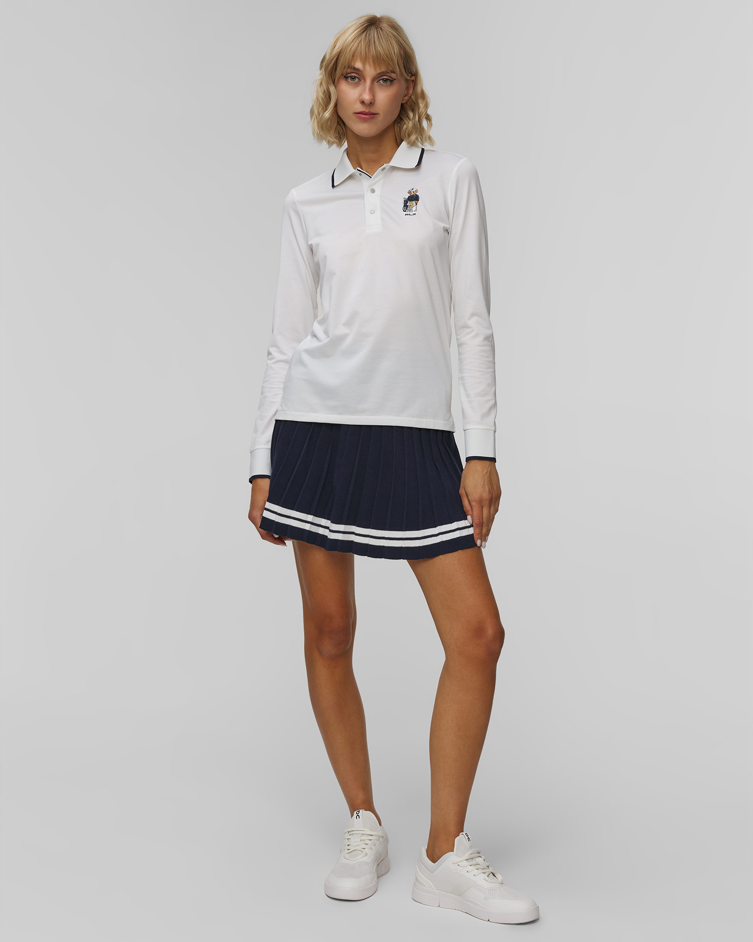 Białe polo z długim rękawem damskie RLX Ralph Lauren