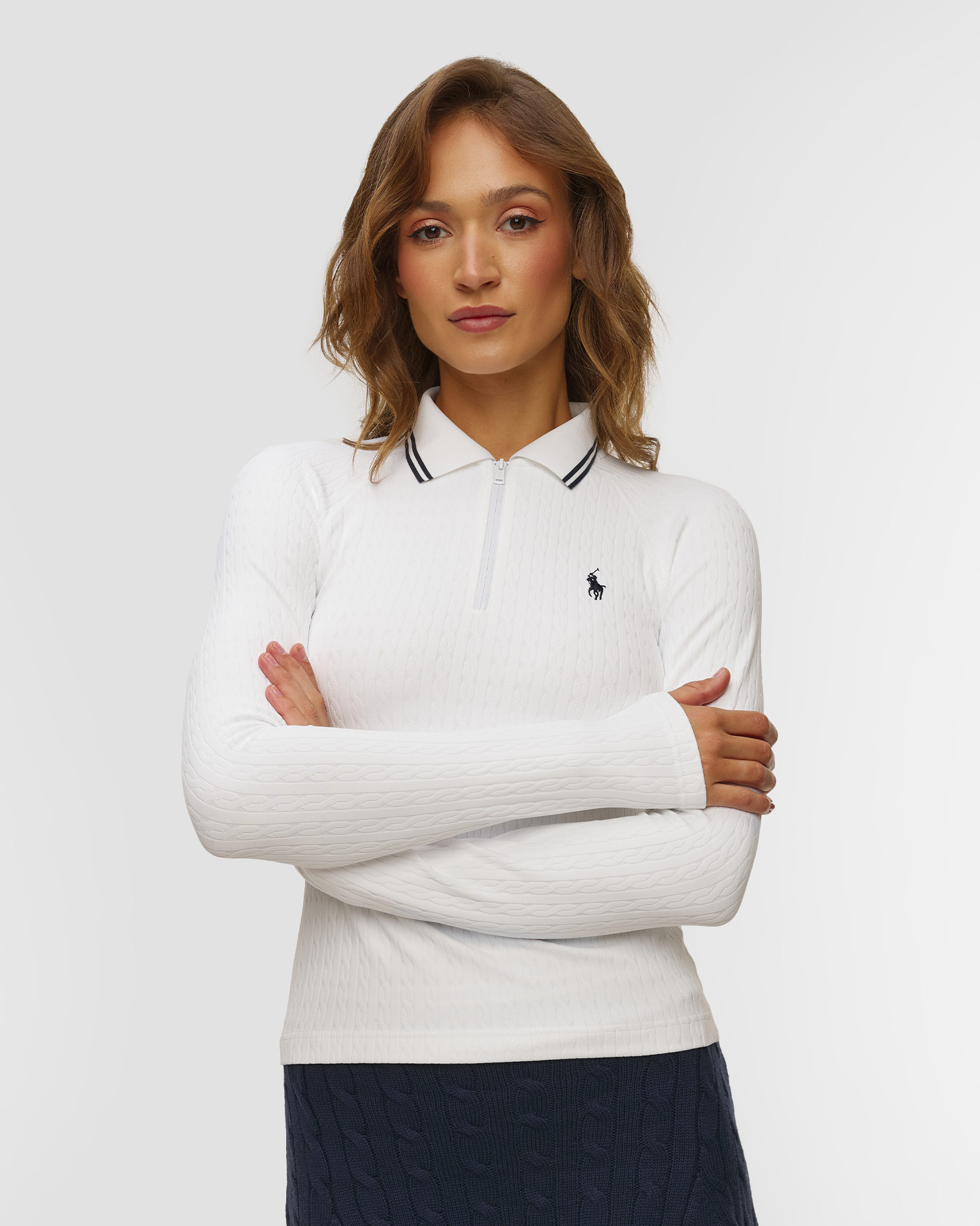 Dzianinowe polo z długim rękawem damskie RLX Ralph Lauren