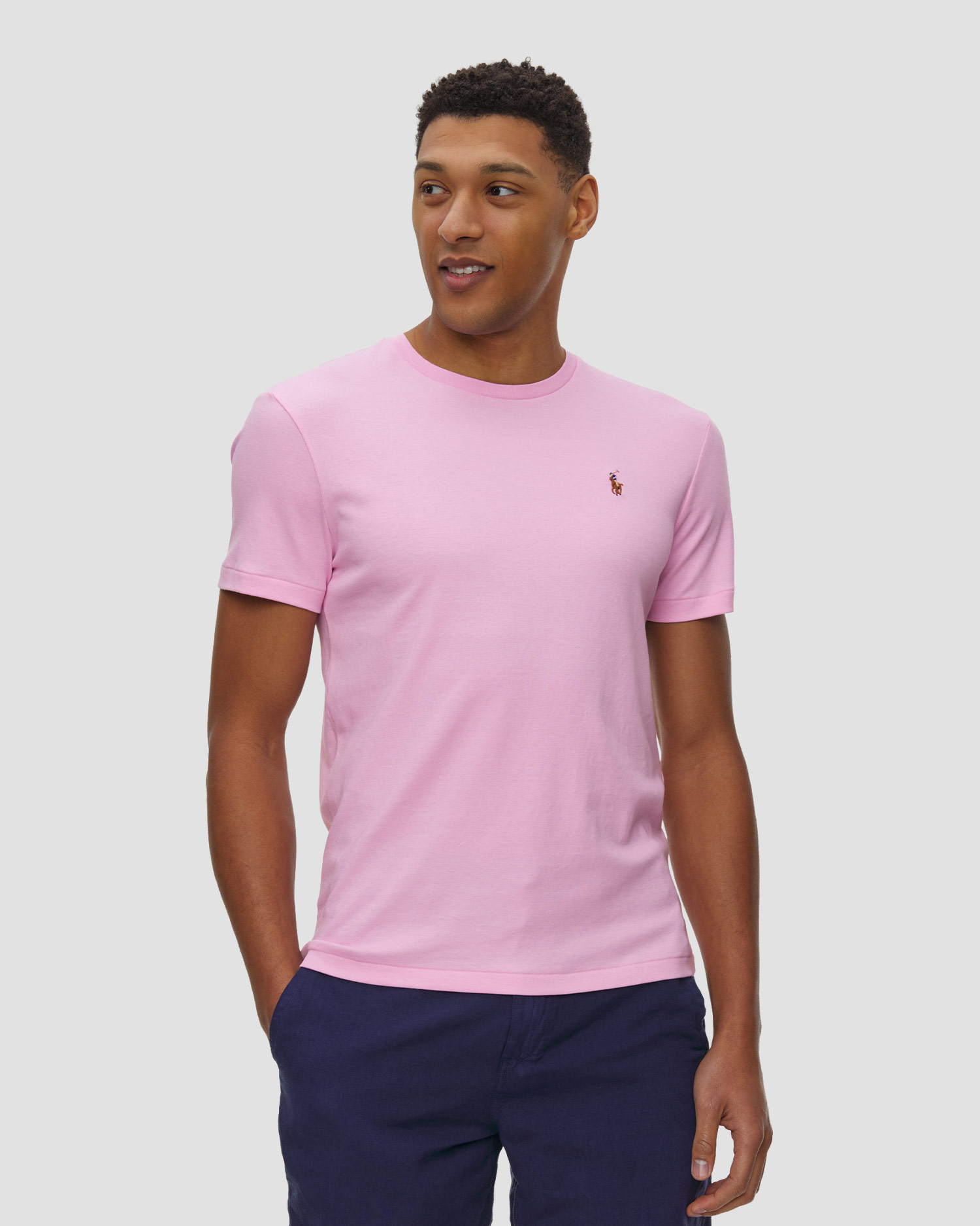 Różowy T-shirt męski Polo Ralph Lauren, Kolor/Wzór: Różowy