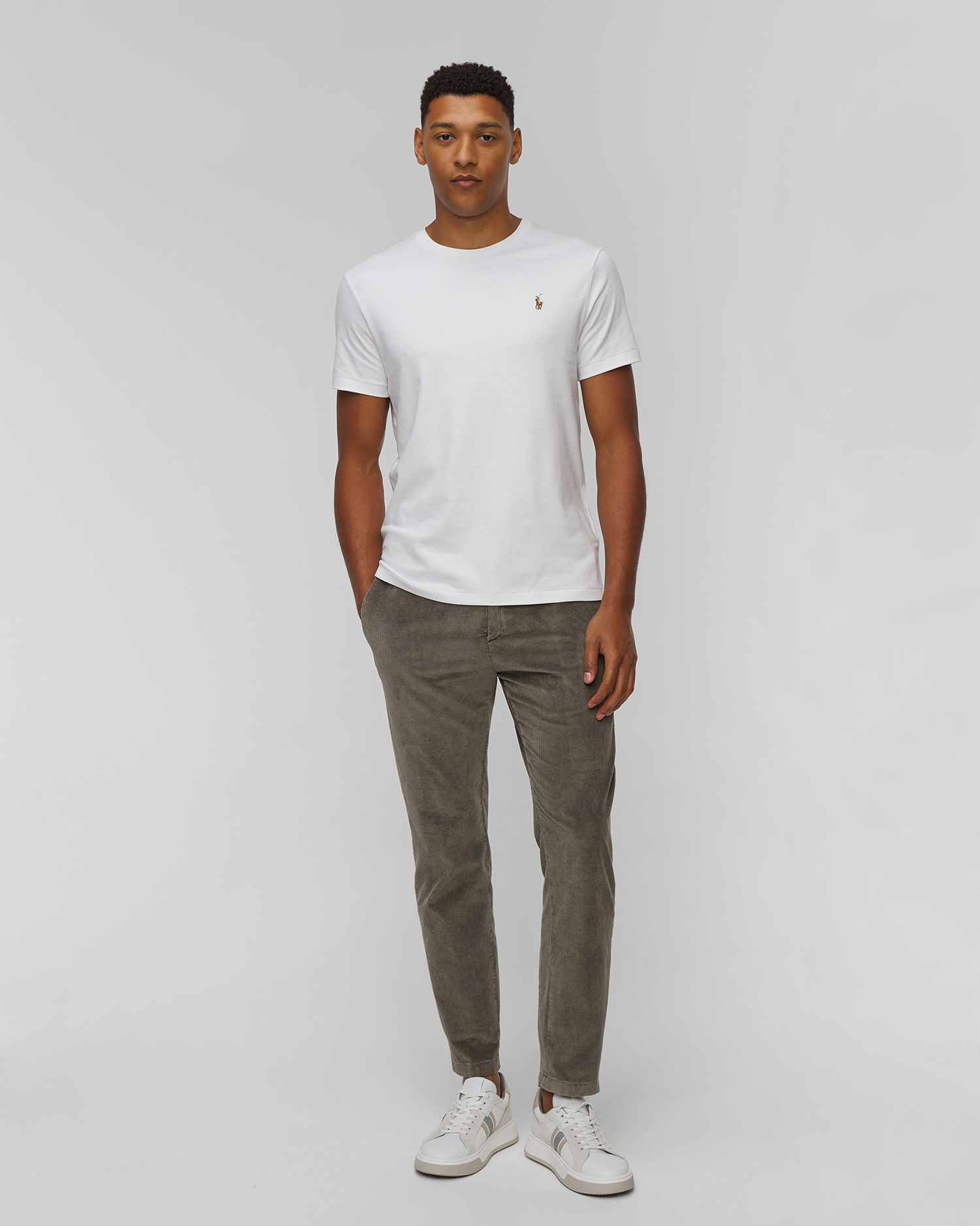 T-shirt blanc pour hommes Ralph Lauren, Couleur: Biały