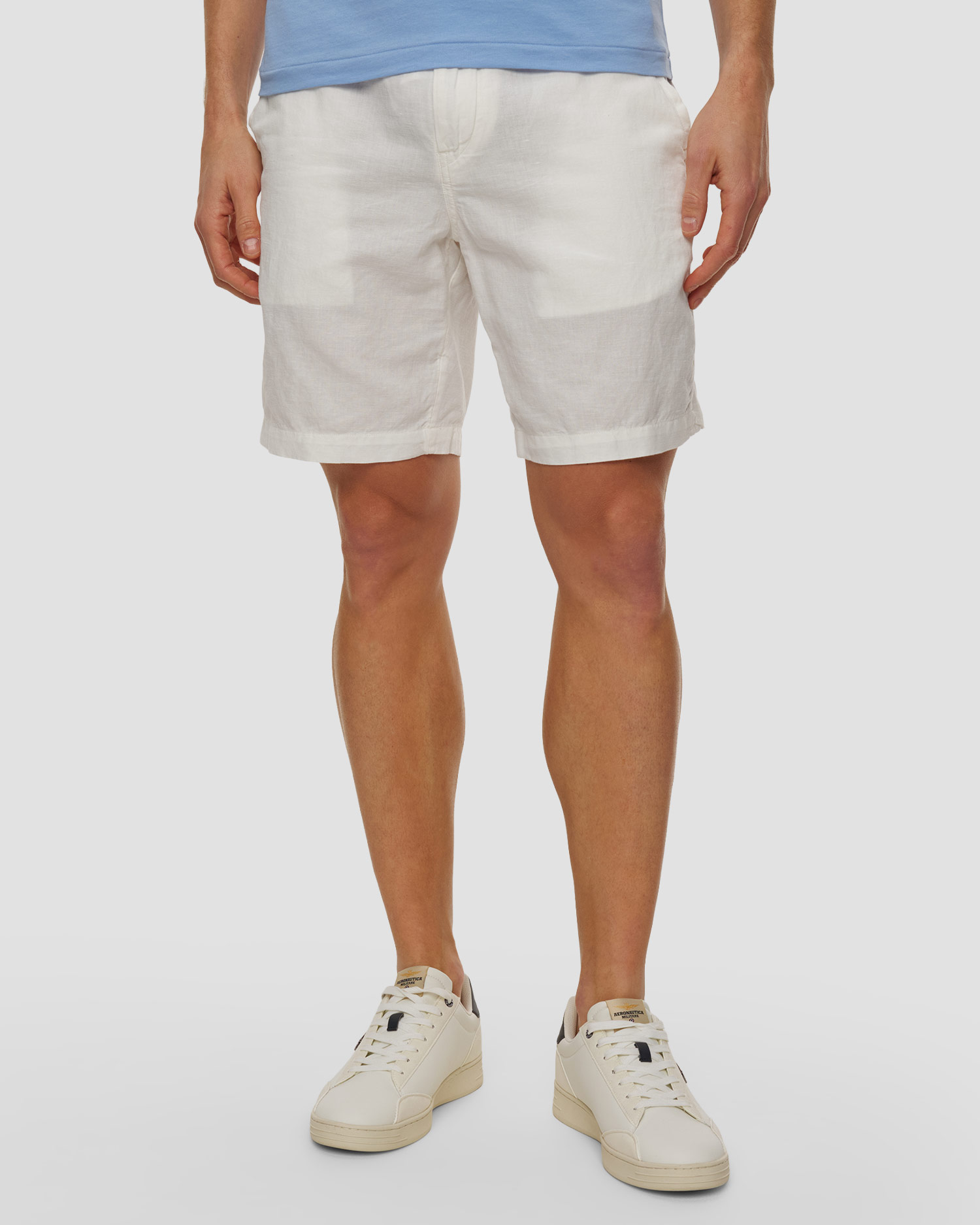 Short en lin blanc pour hommes Polo Ralph Lauren, Couleur: Biały