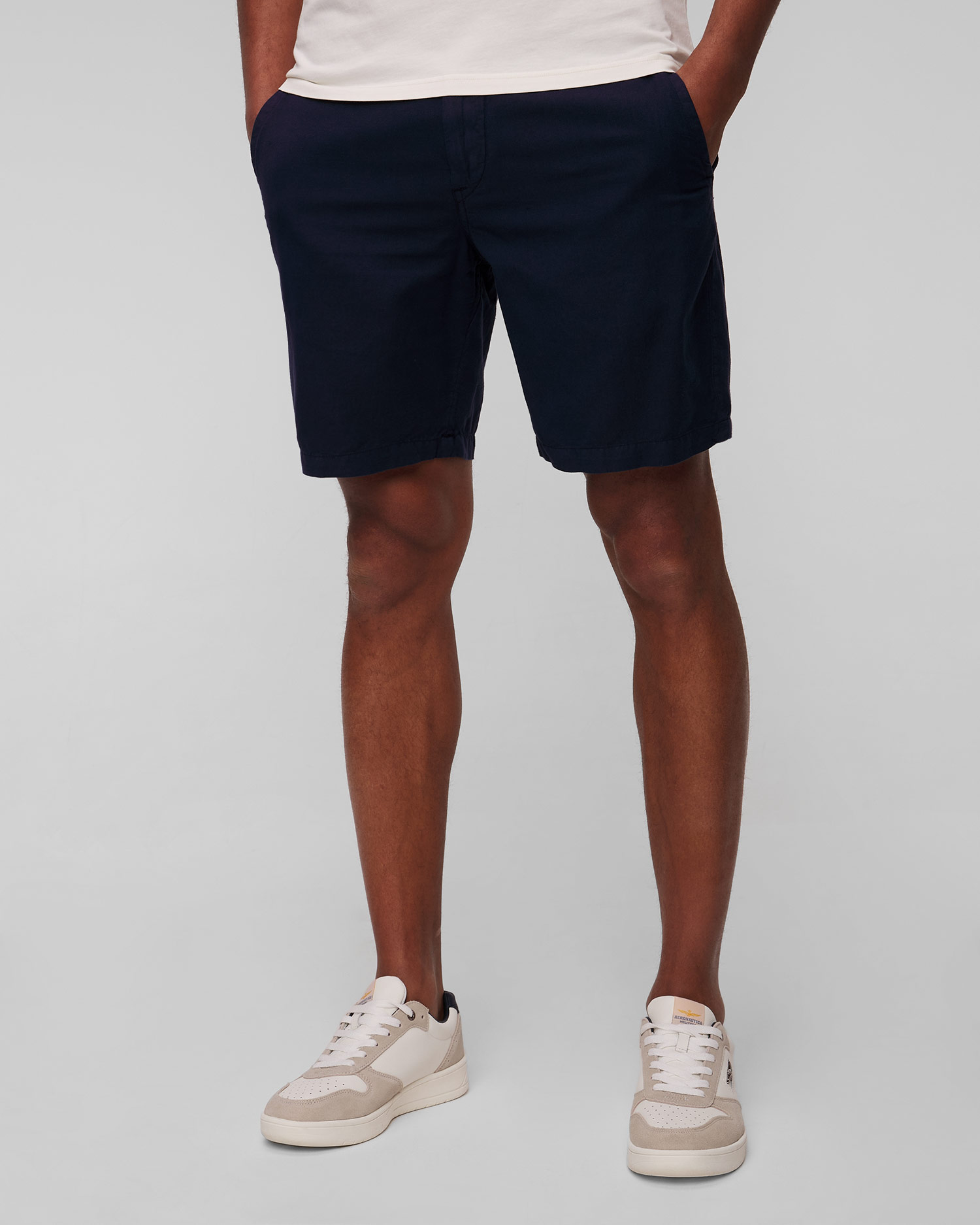 Lněné tmavě modré pánské šortky Polo Ralph Lauren
