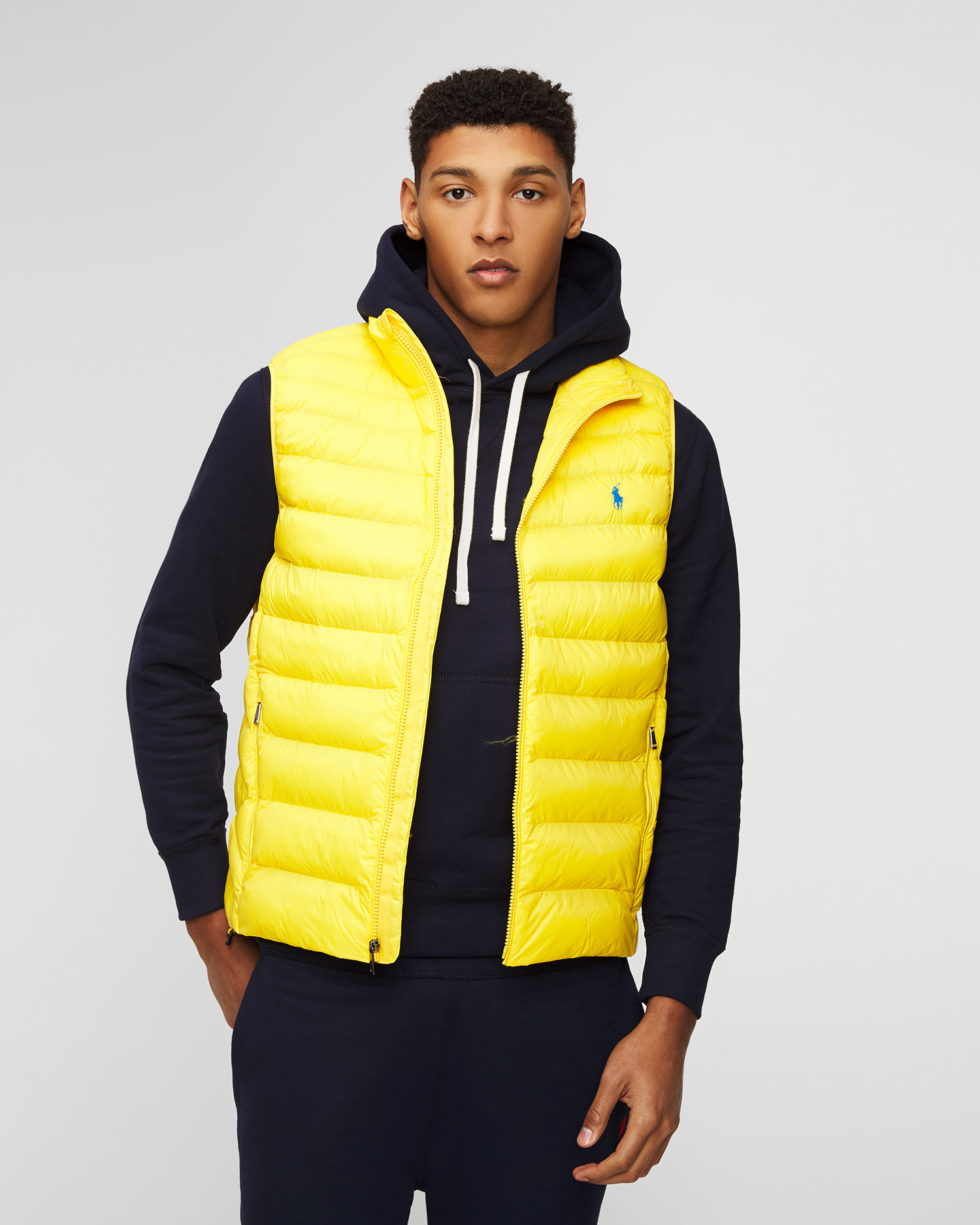 Yellow polo vest store