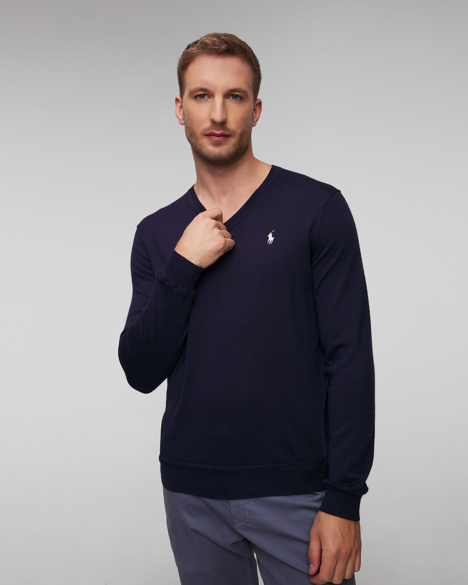 Polo Ralph Lauren Herrenpullover mit Wolle in Marineblau