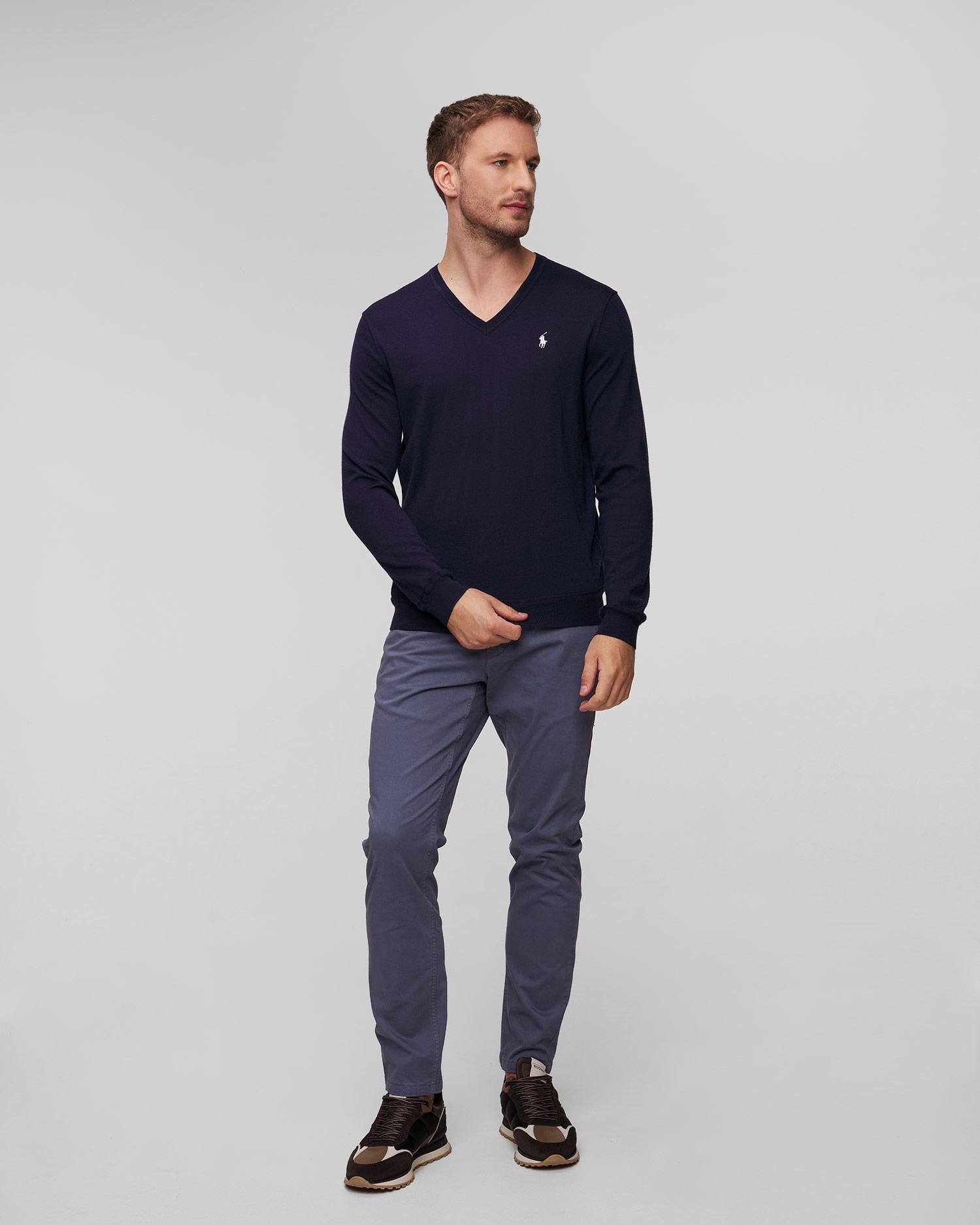 Polo Ralph Lauren Herrenpullover mit Wolle in Marineblau