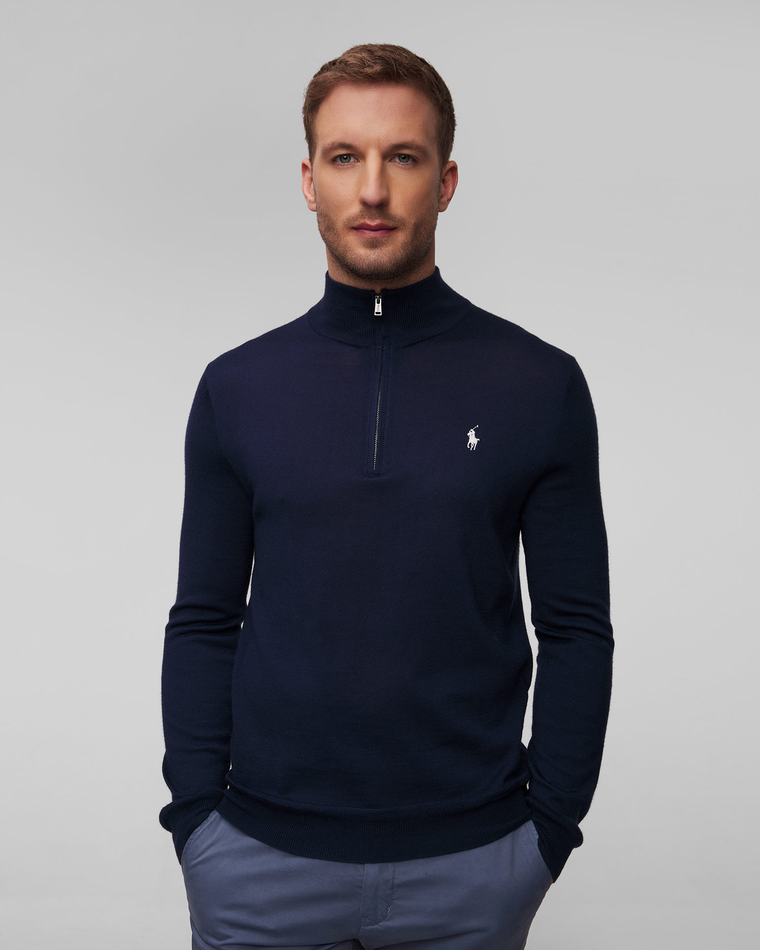 Polo Ralph Lauren Herrenpullover mit Wolle in Marineblau