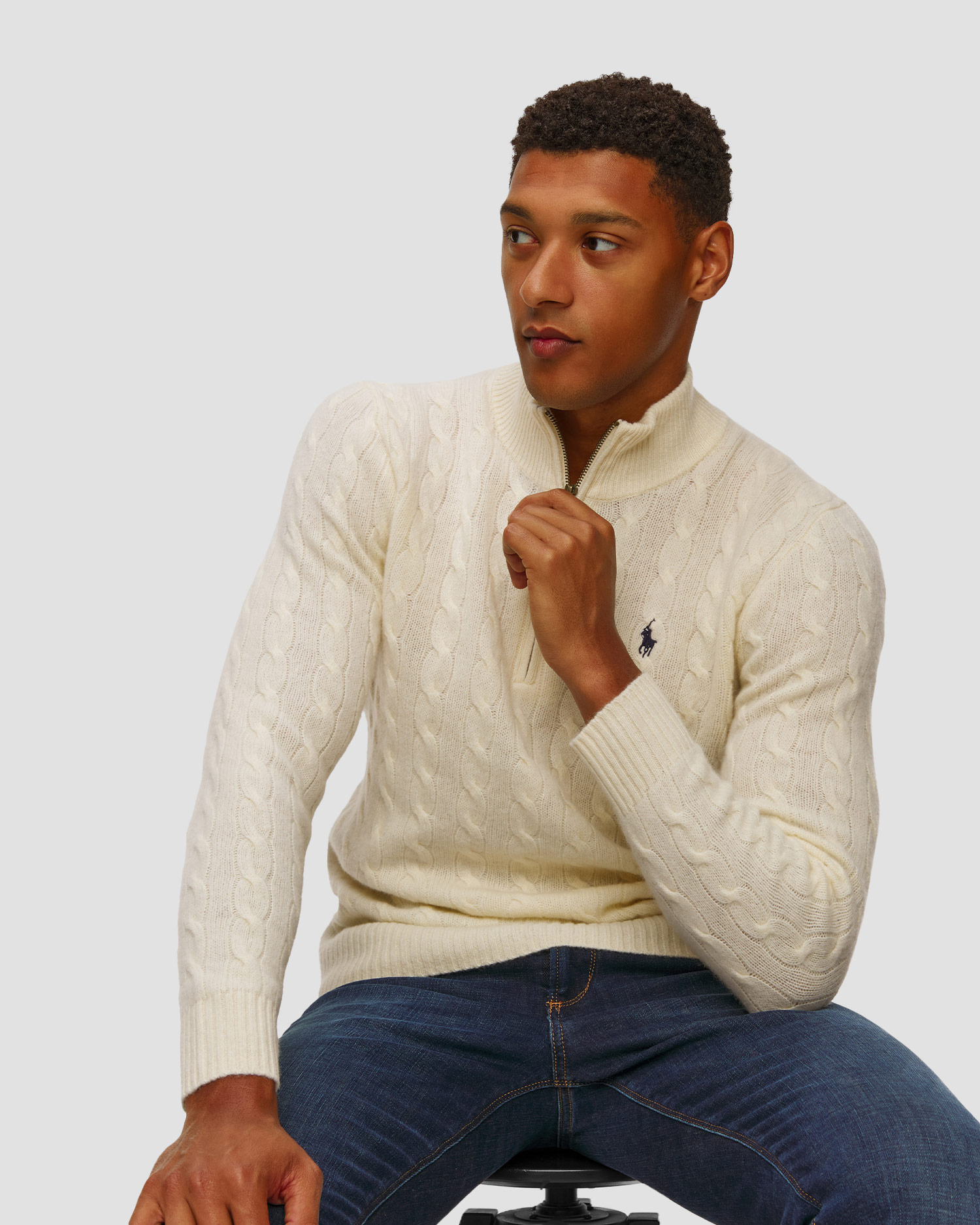 Pull en laine blanc pour hommes Polo Ralph Lauren