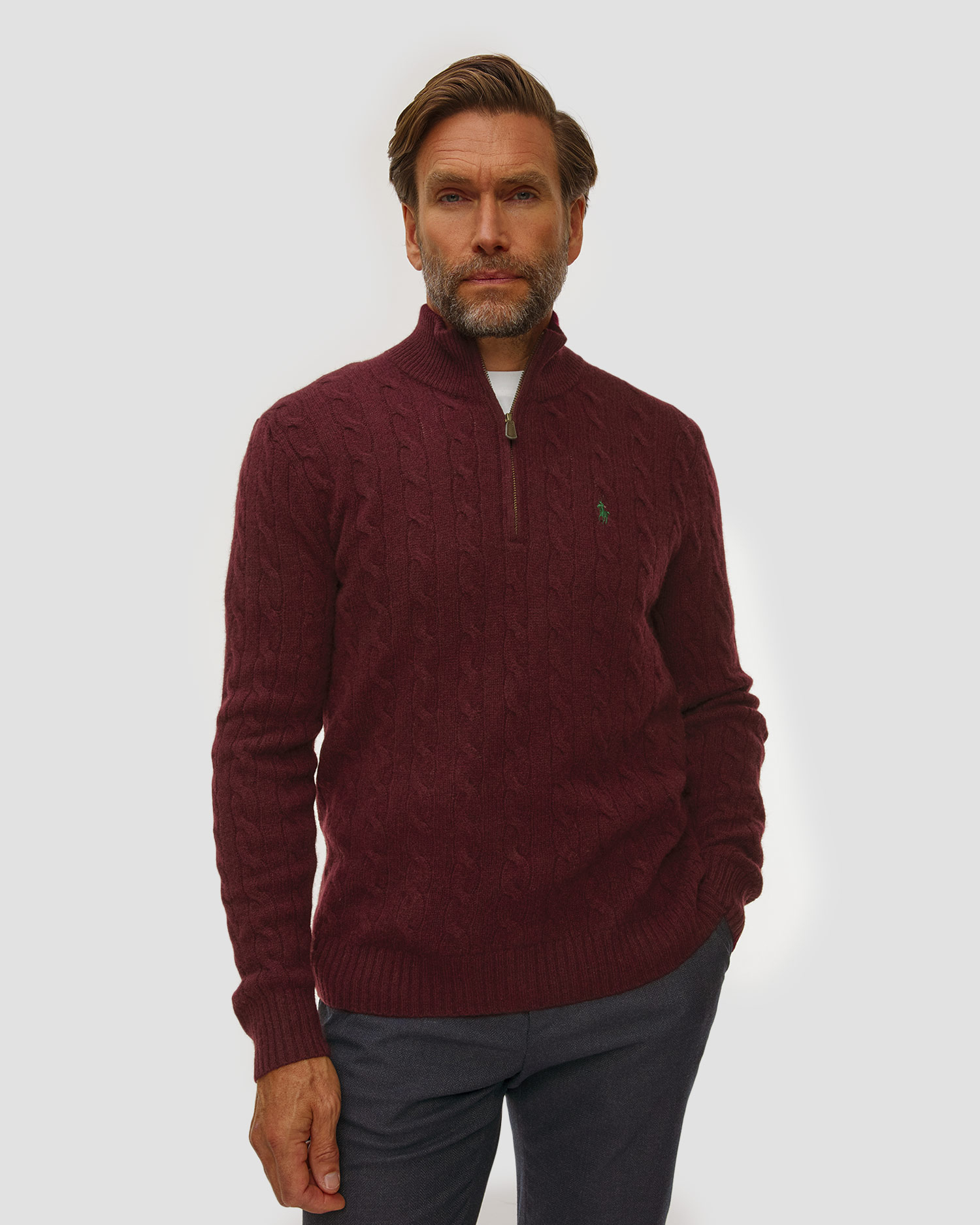 Maglione bordeaux di lana da uomo Polo Ralph Lauren