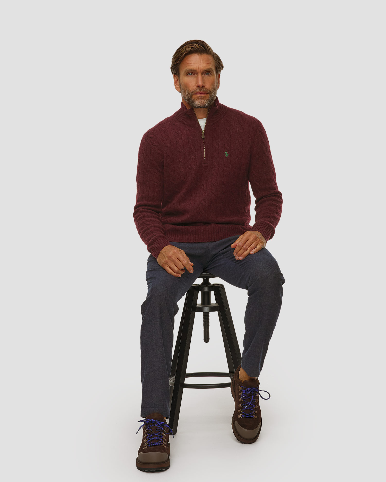 Pull en laine bordeaux pour hommes Polo Ralph Lauren