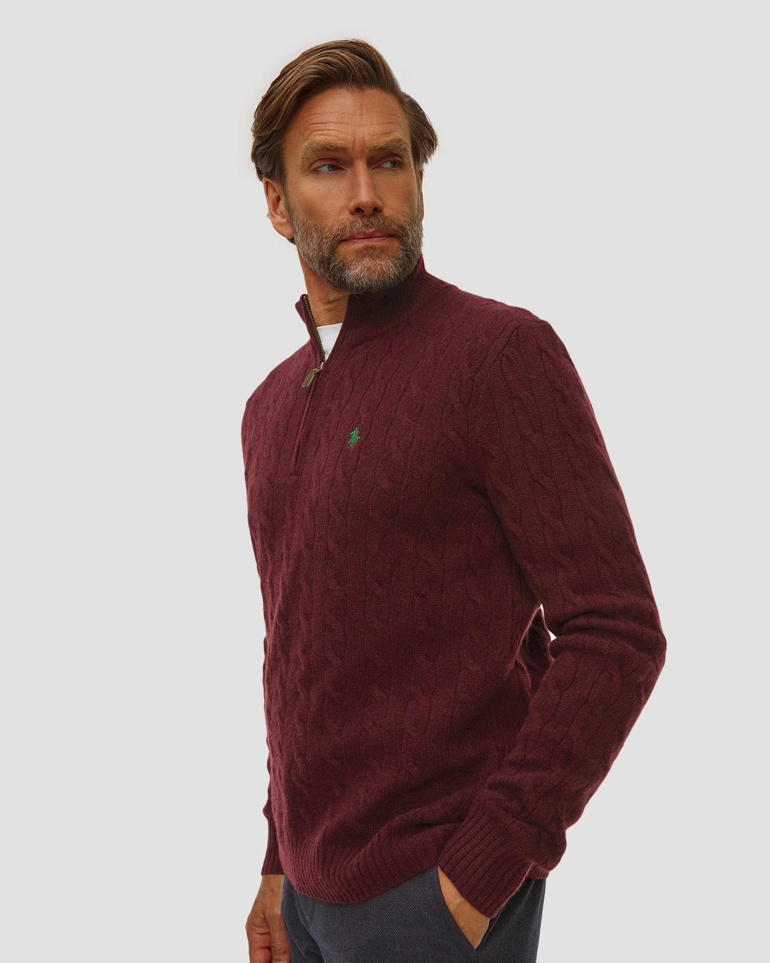 Bordowy sweter wełniany męski Polo Ralph Lauren