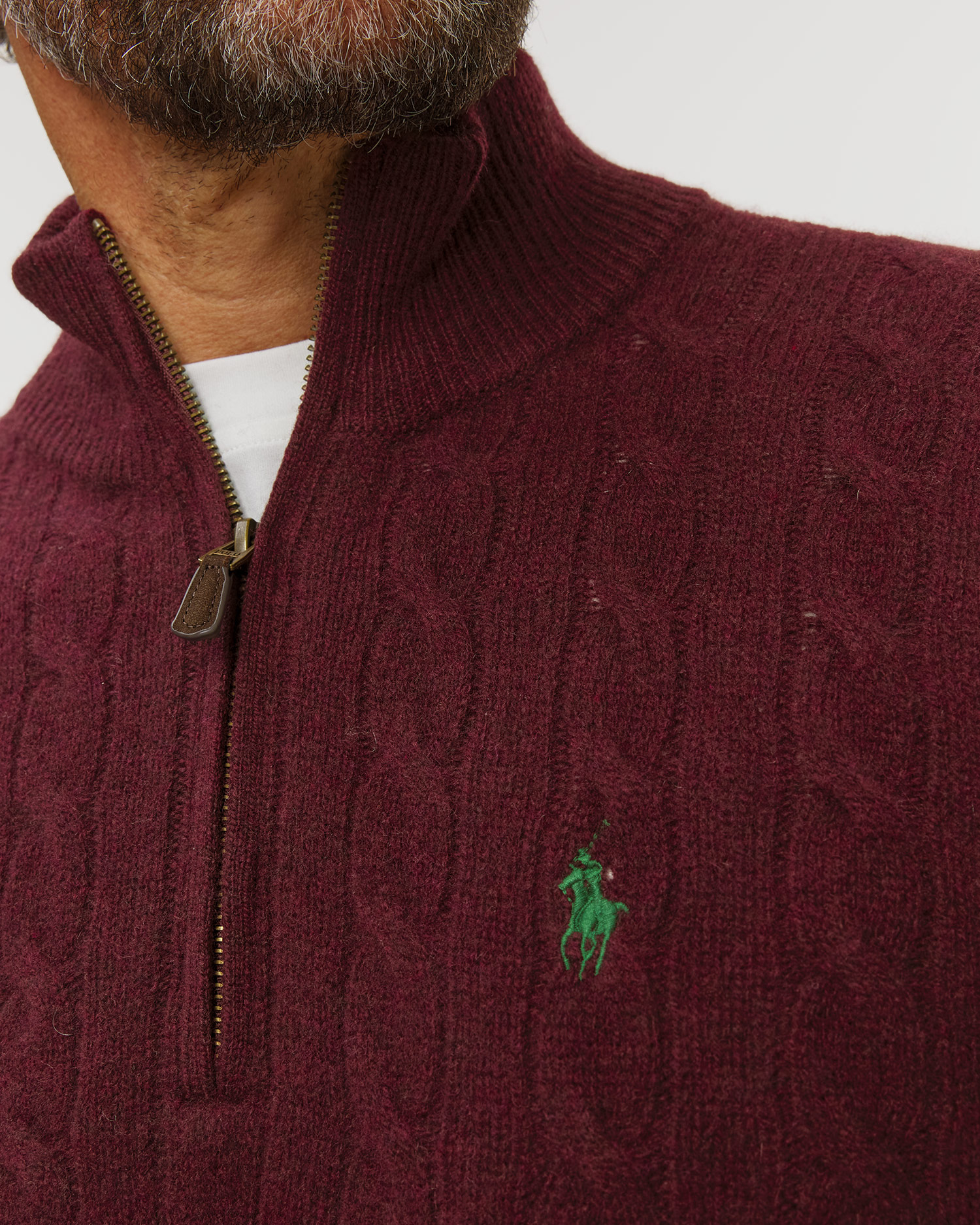 Bordowy sweter wełniany męski Polo Ralph Lauren