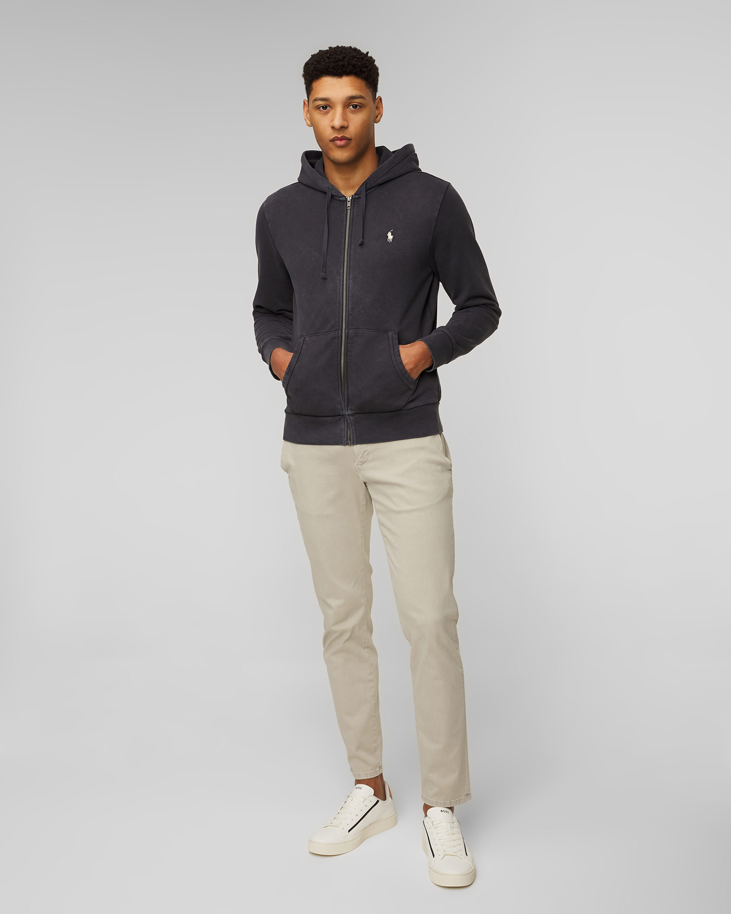 Grafitowa bluza z kapturem męska Polo Ralph Lauren