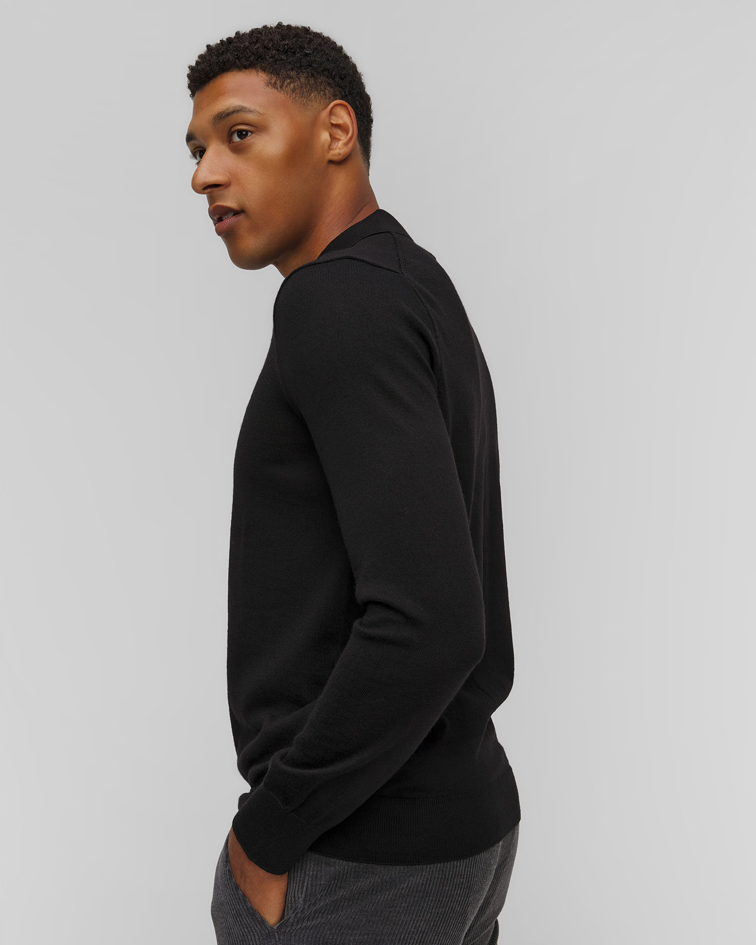 Maglione polo nero in lana da uomo Ralph Lauren