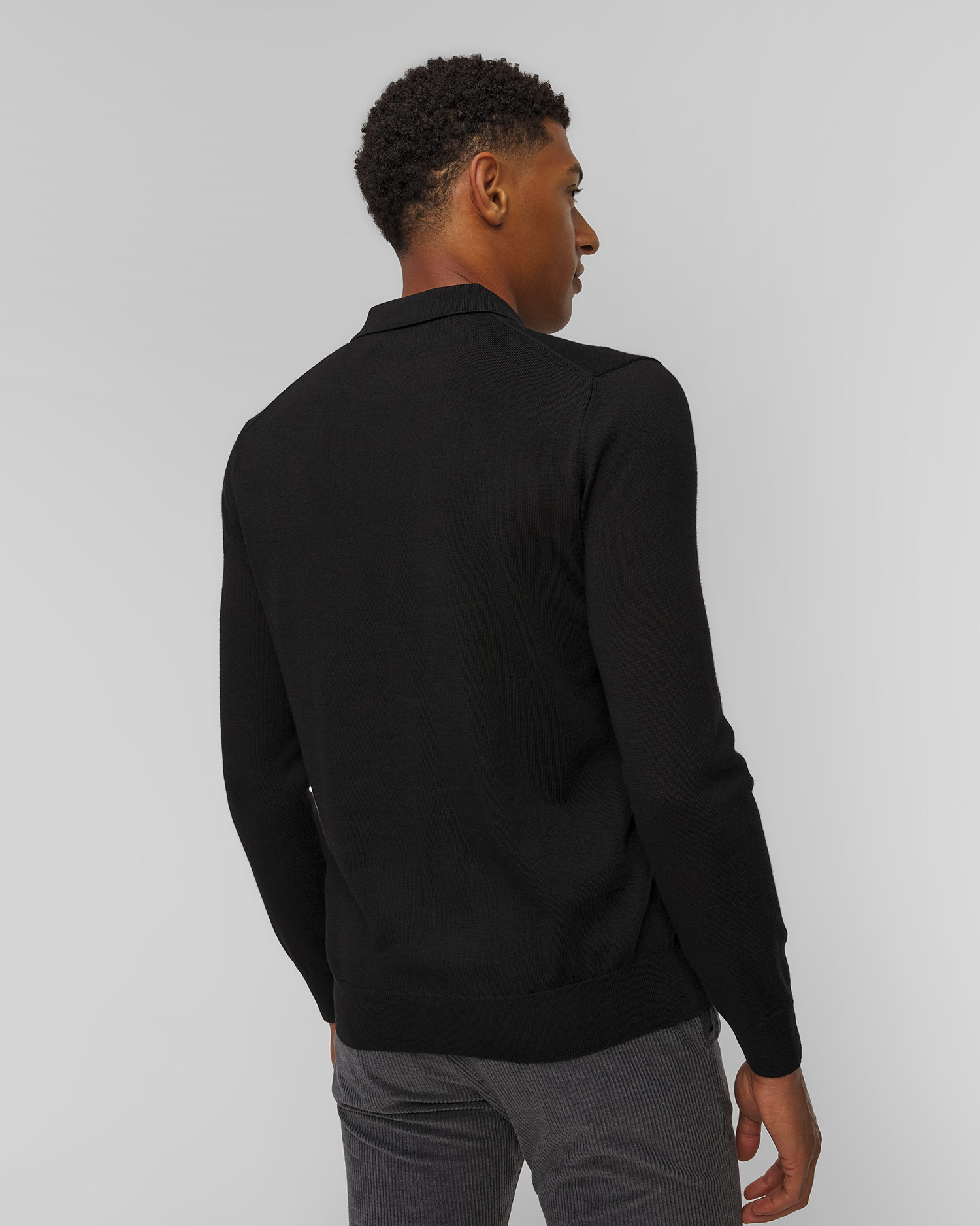 Maglione polo nero in lana da uomo Ralph Lauren