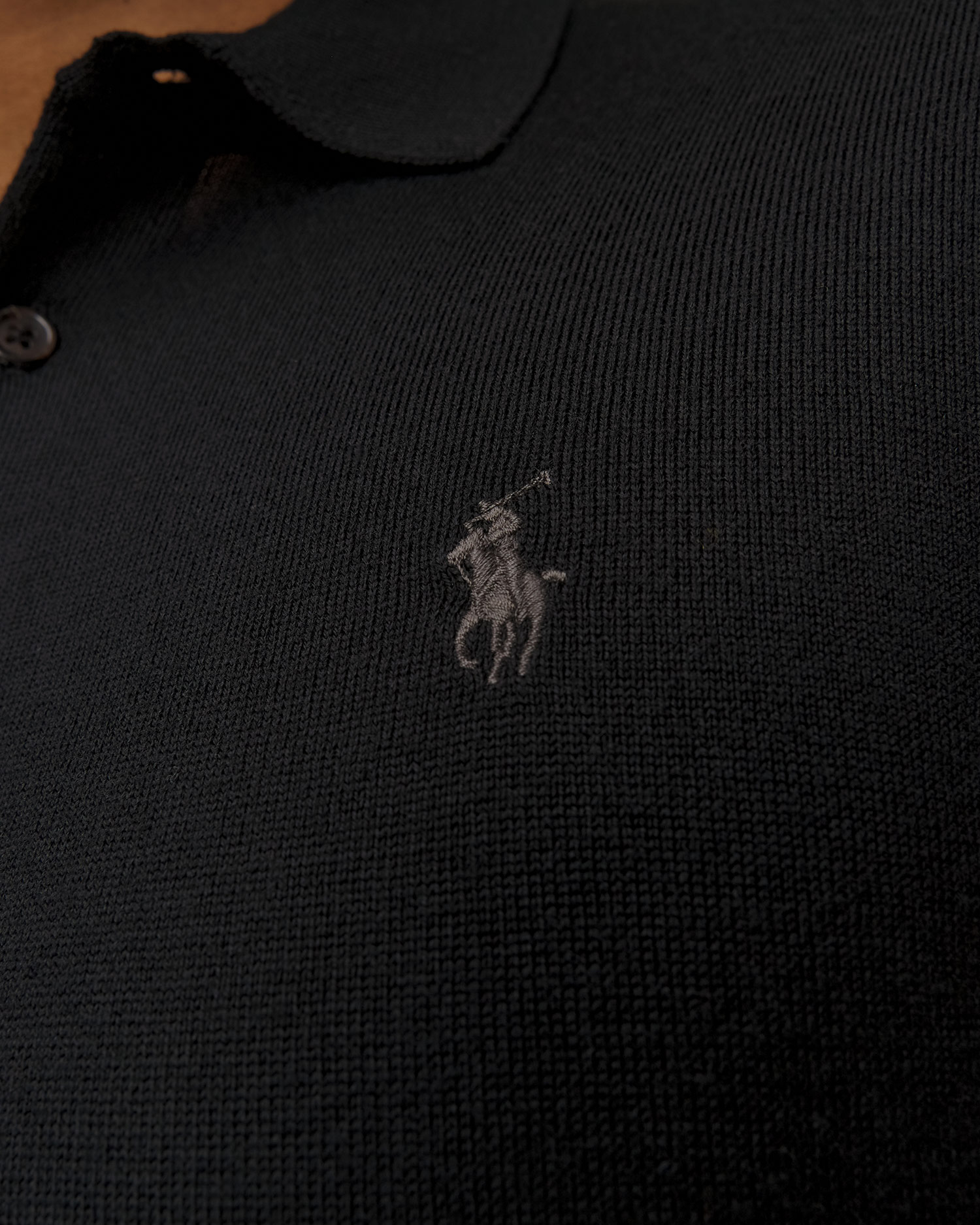 Maglione polo nero in lana da uomo Ralph Lauren
