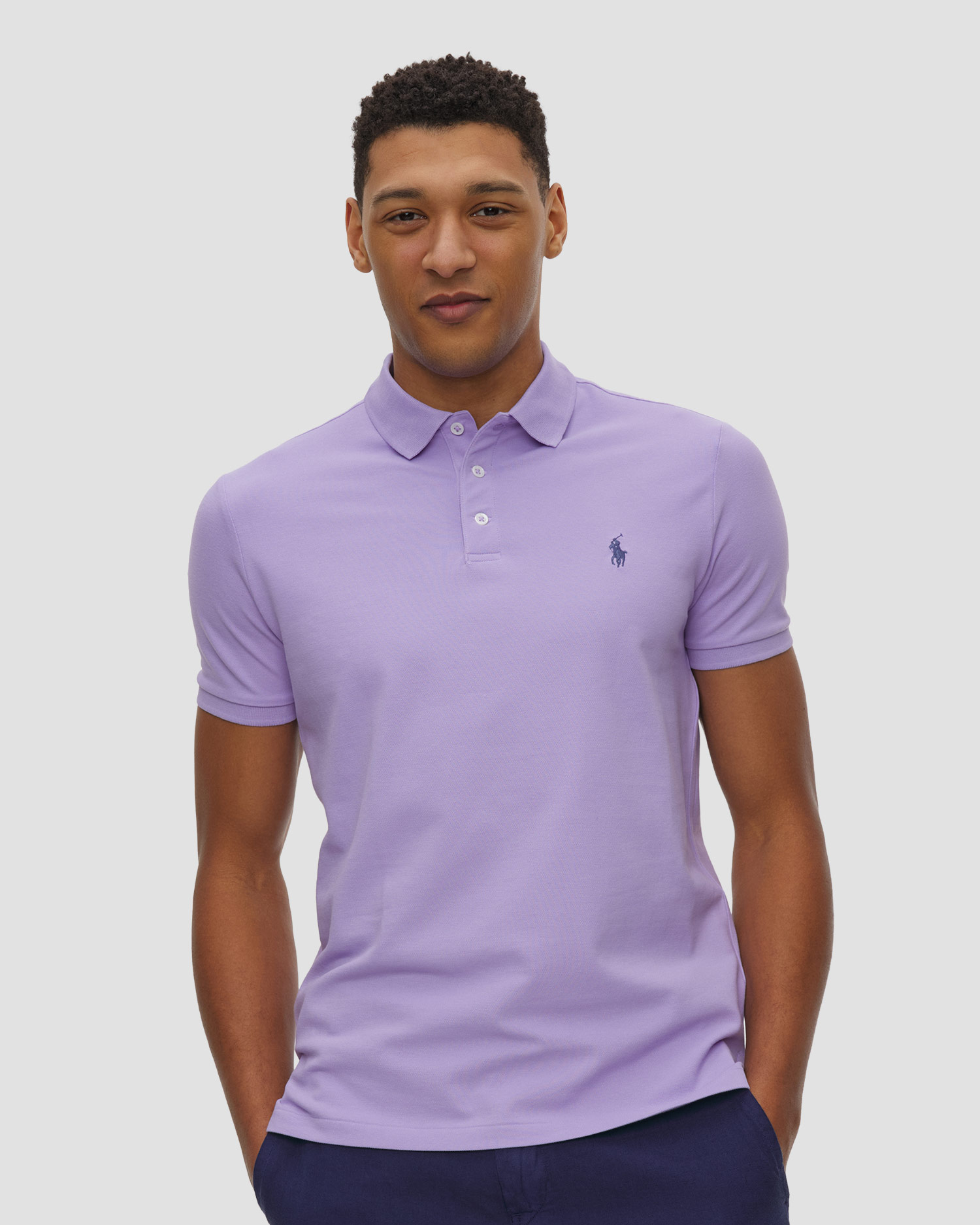 Fialová pánská polokošile Polo Ralph Lauren, Barva/Vzor: Fioletowy