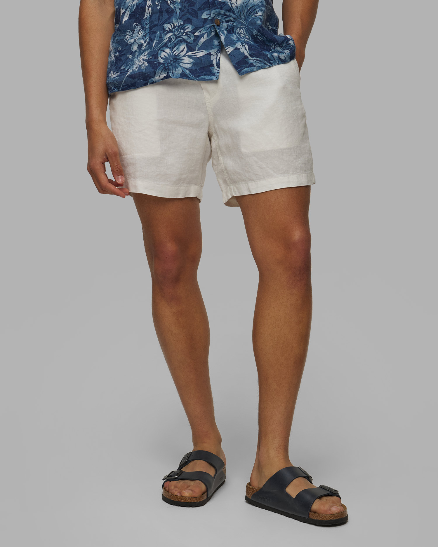 Pánske biele ľanové krátke nohavice Polo Ralph Lauren