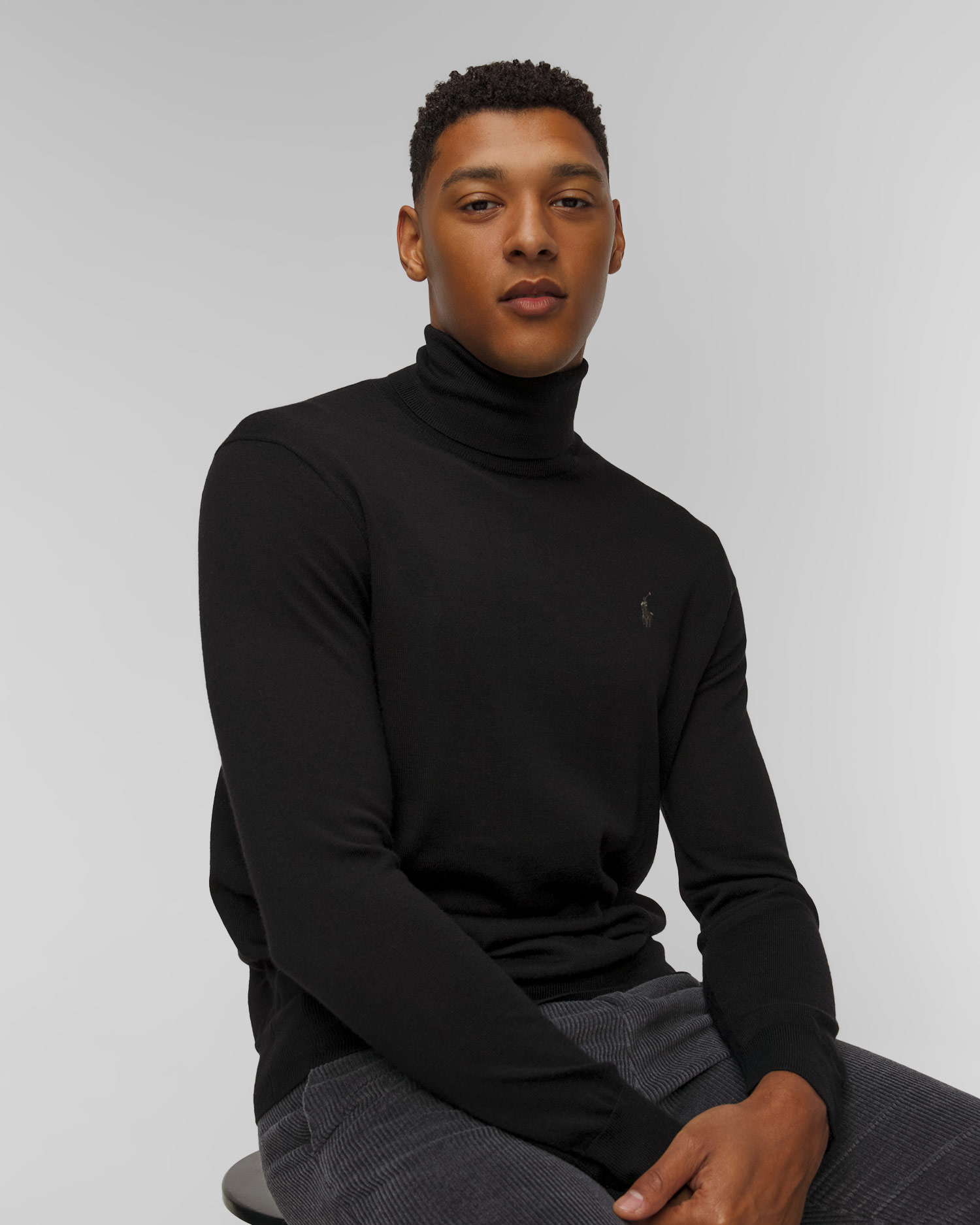 Czarny golf wełniany męski Ralph Lauren