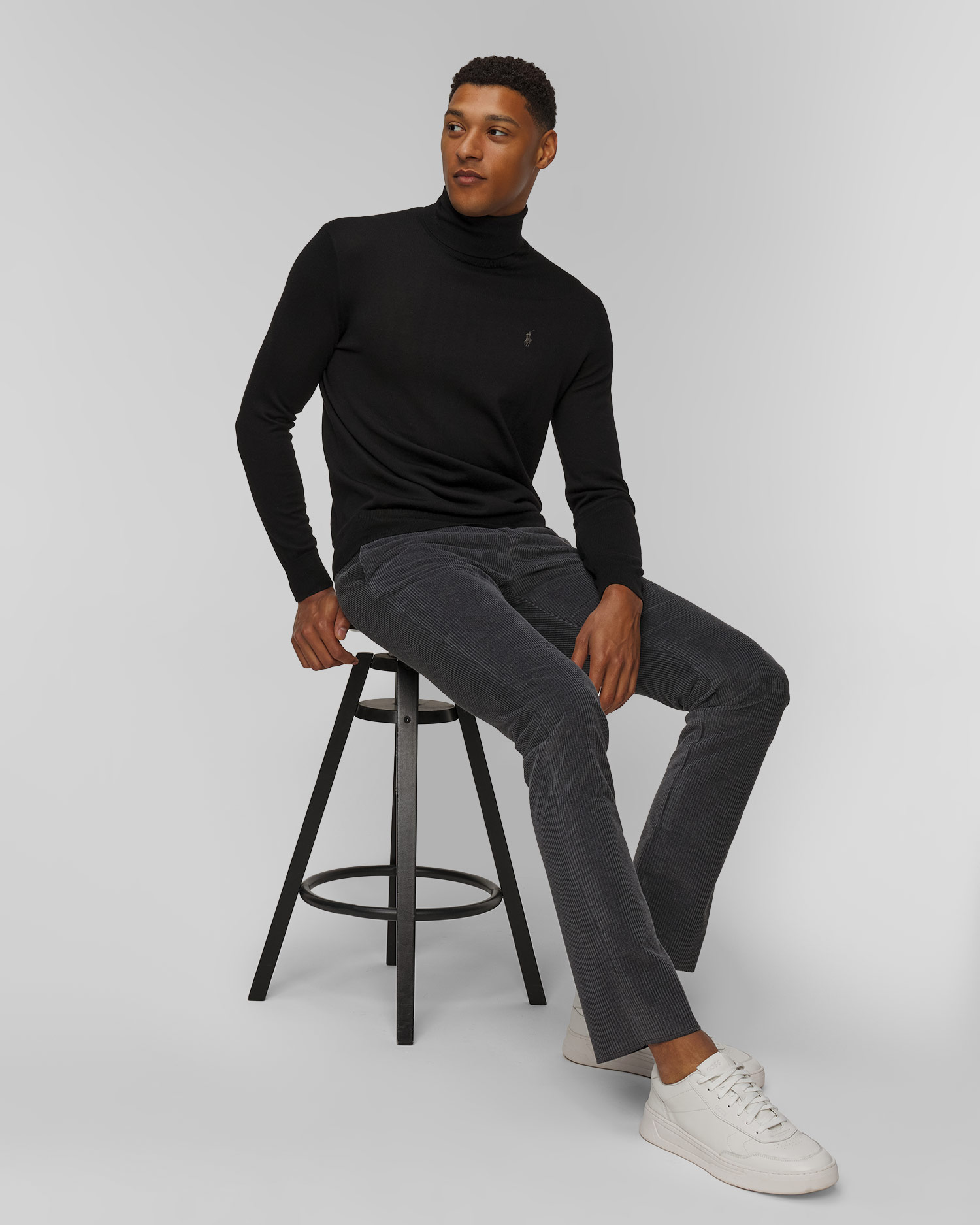 Dolcevita nero in lana da uomo Ralph Lauren, Colore/Disegno: Czarny