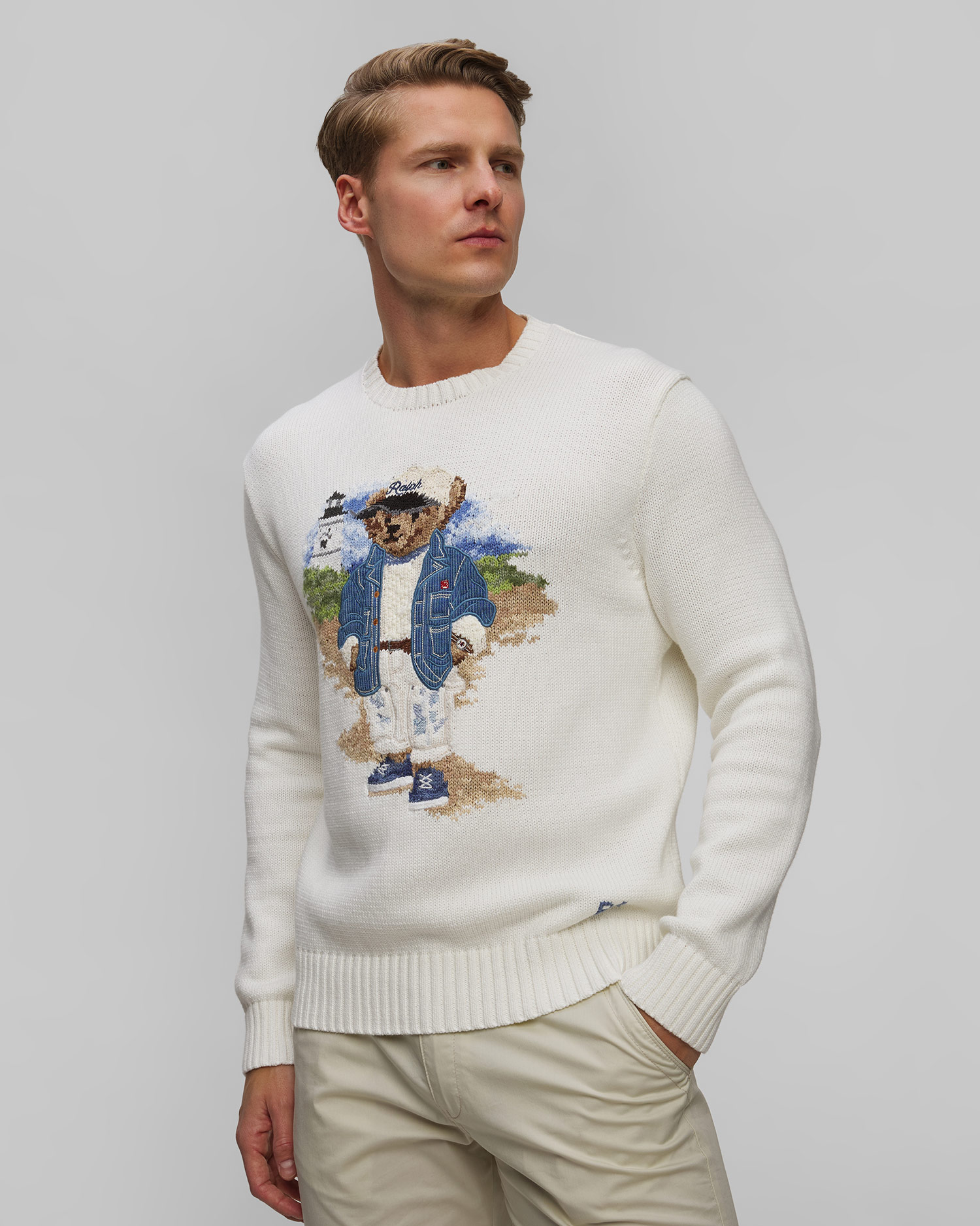 Pull blanc pour hommes Polo Ralph Lauren
