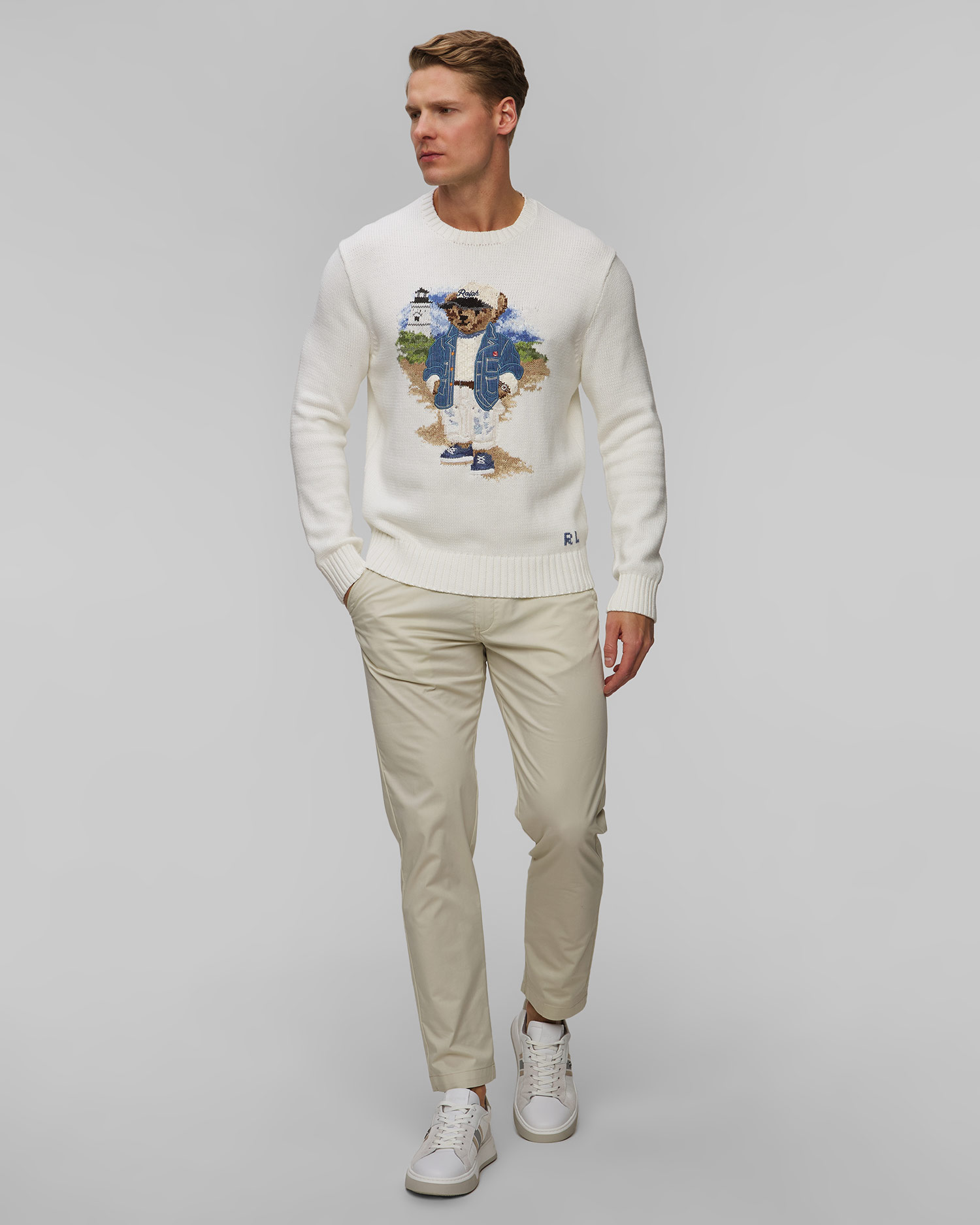 Pull blanc pour hommes Polo Ralph Lauren