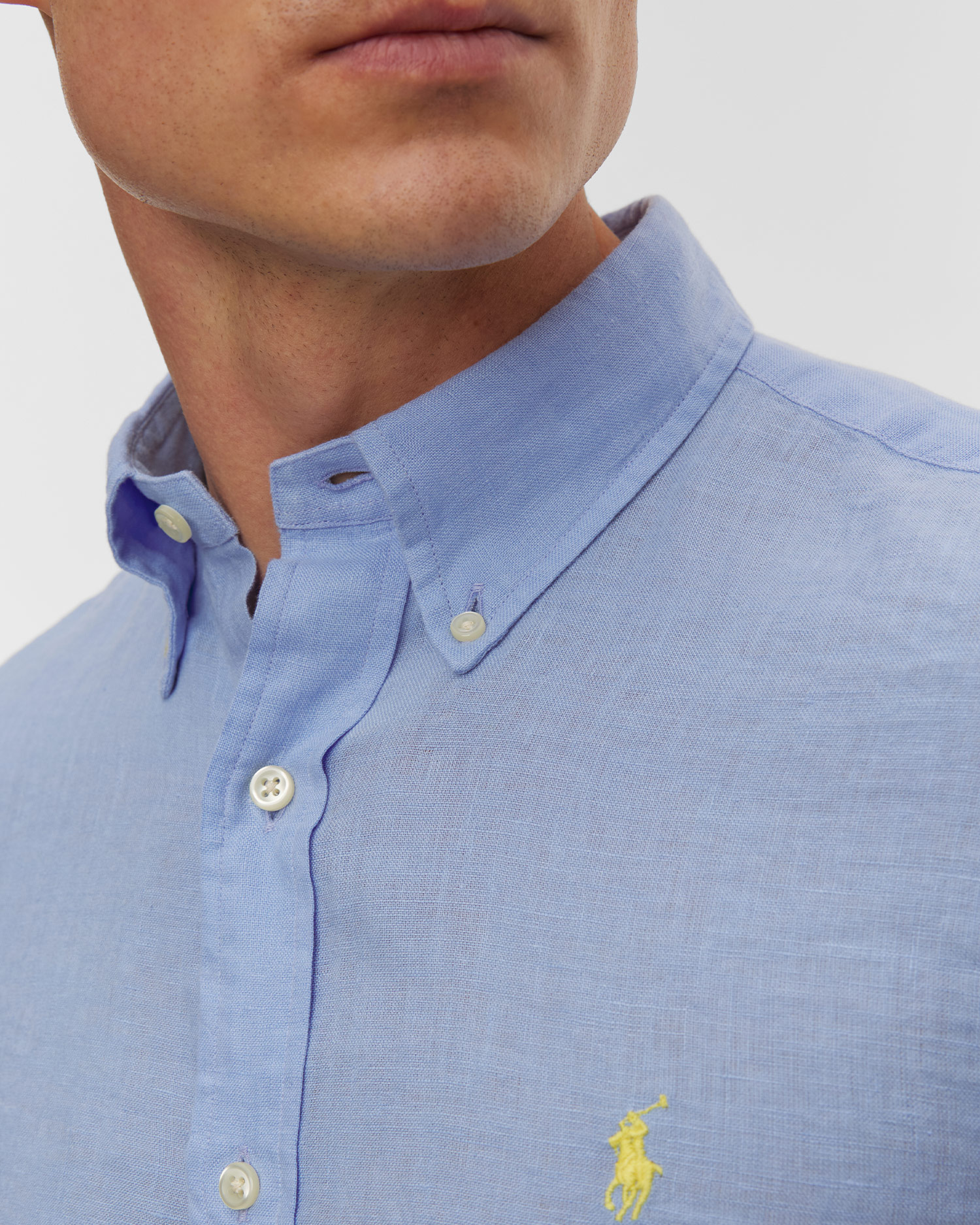 Niebieska koszula lniana męska Polo Ralph Lauren