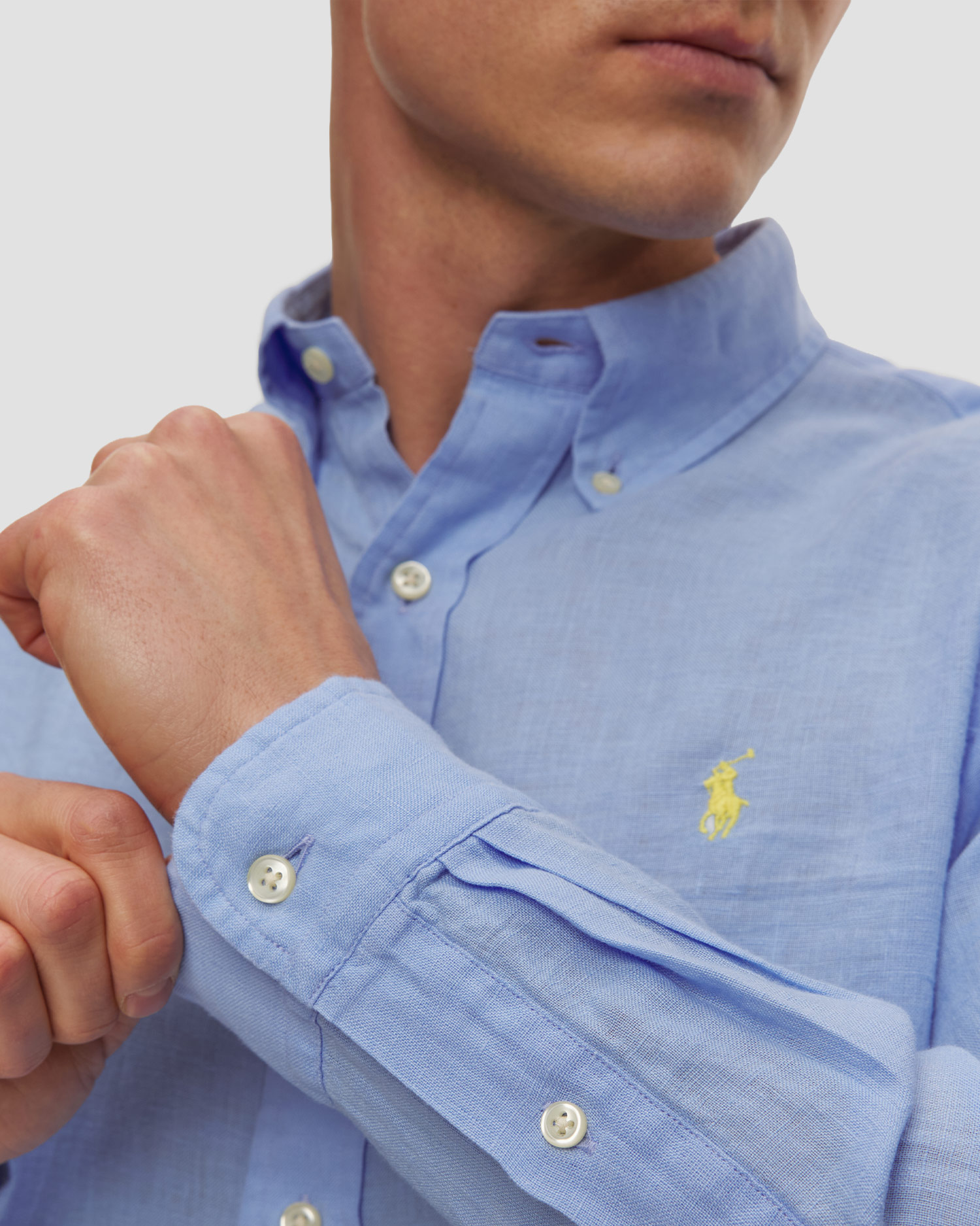 Niebieska koszula lniana męska Polo Ralph Lauren